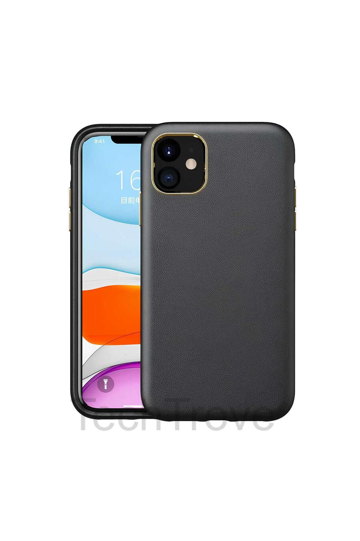 TechTrove Apple iPhone 11 Kılıf Deri Tasarım Kamera Koruma Çıkıntılı Elde Kaymaz Soft Kapak