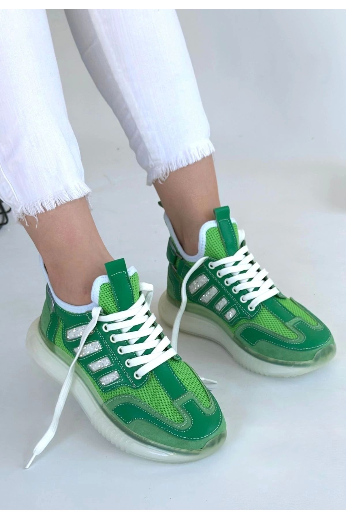 OurStyles Giwen Yeşil Süet Bağcıklı Spor Ayakkabı