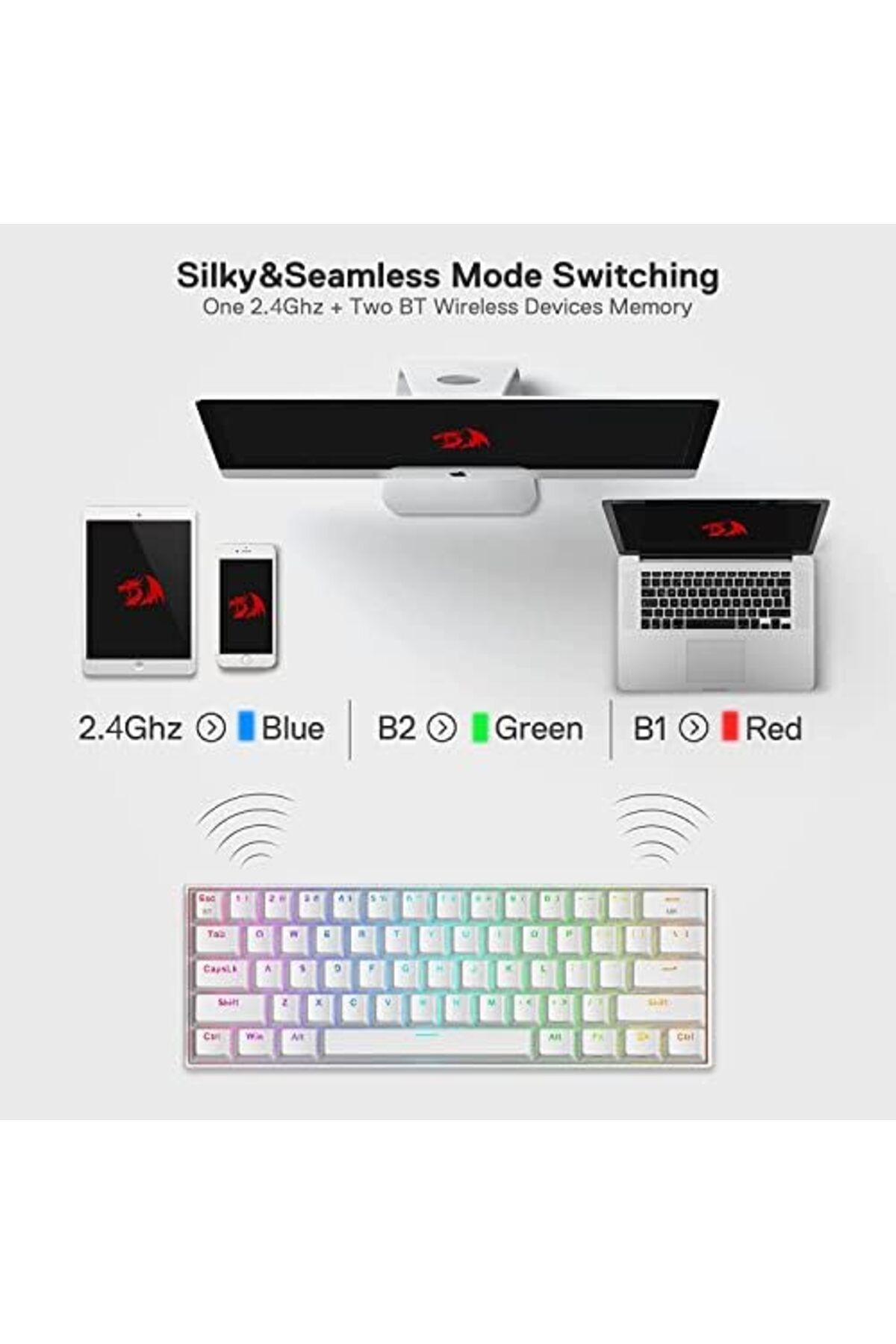 REDRAGON-لوحة مفاتيح الألعاب الميكانيكية K530 Pro Draconic مع إضاءة خلفية RGB 7