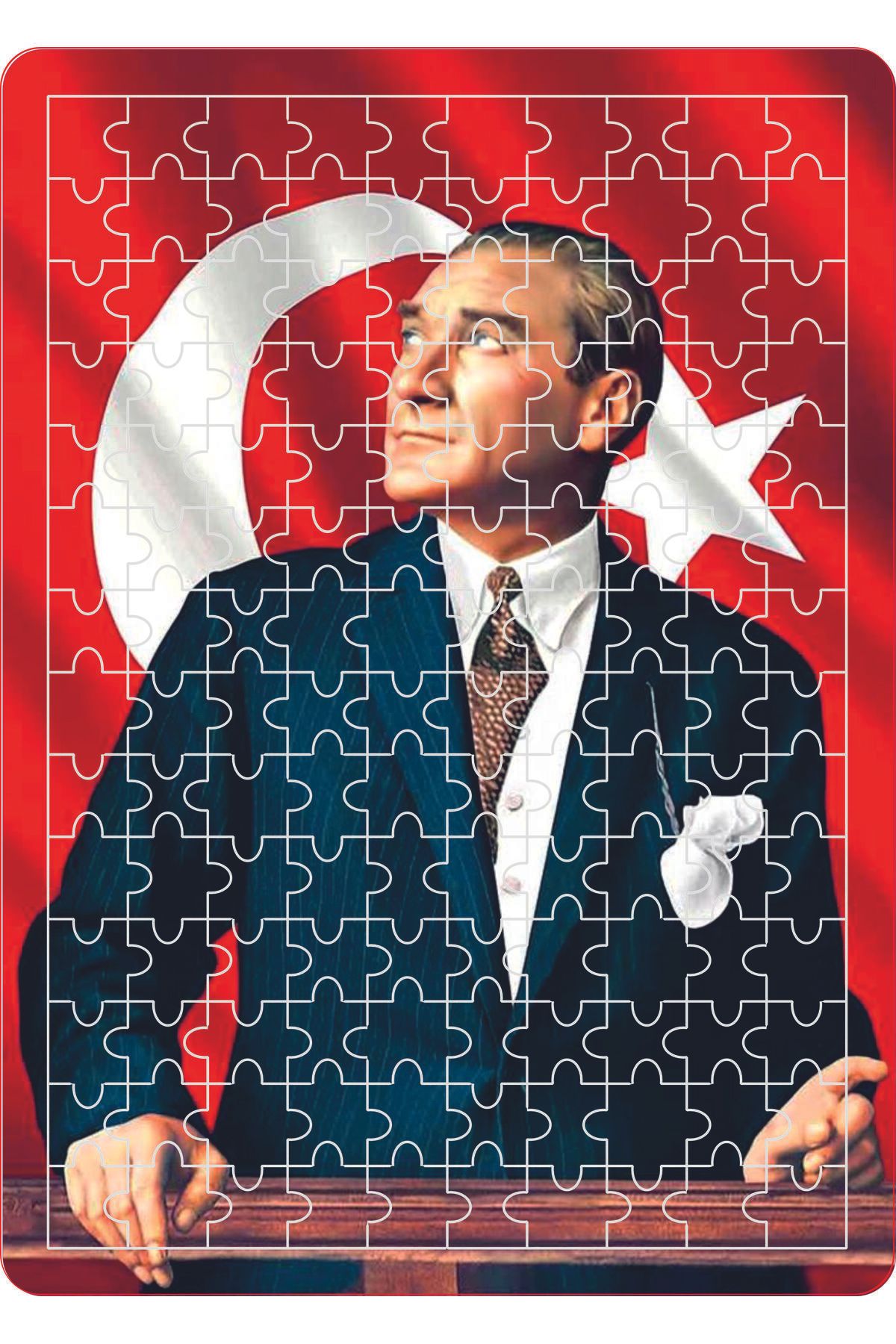 dudugift 140 PARÇA AHŞAP PUZZLE TABLO. 25X35 CM ÖLÇÜLERİNDE. ASKI APARATI İLE.KALİTELİ UV BASKI MODEL-ATATÜRK