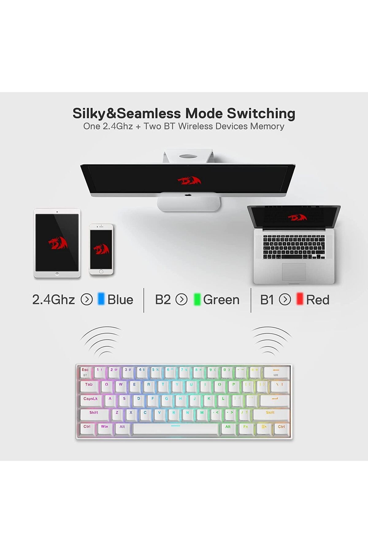 REDRAGON-لوحة مفاتيح الألعاب الميكانيكية K530 Pro Draconic مع إضاءة خلفية RGB 6