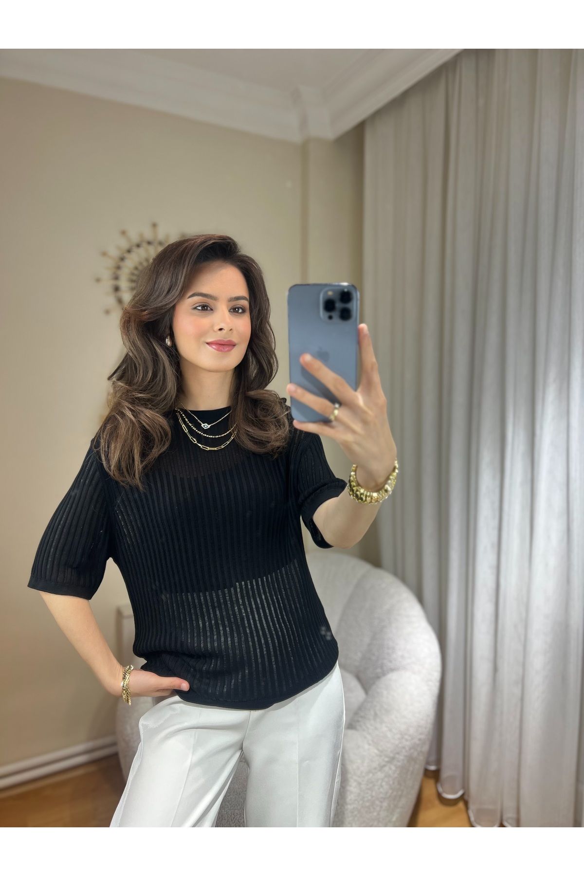 By Hanife Beyazateş KADIN STANDART AJURLU TRİKO BLUZ