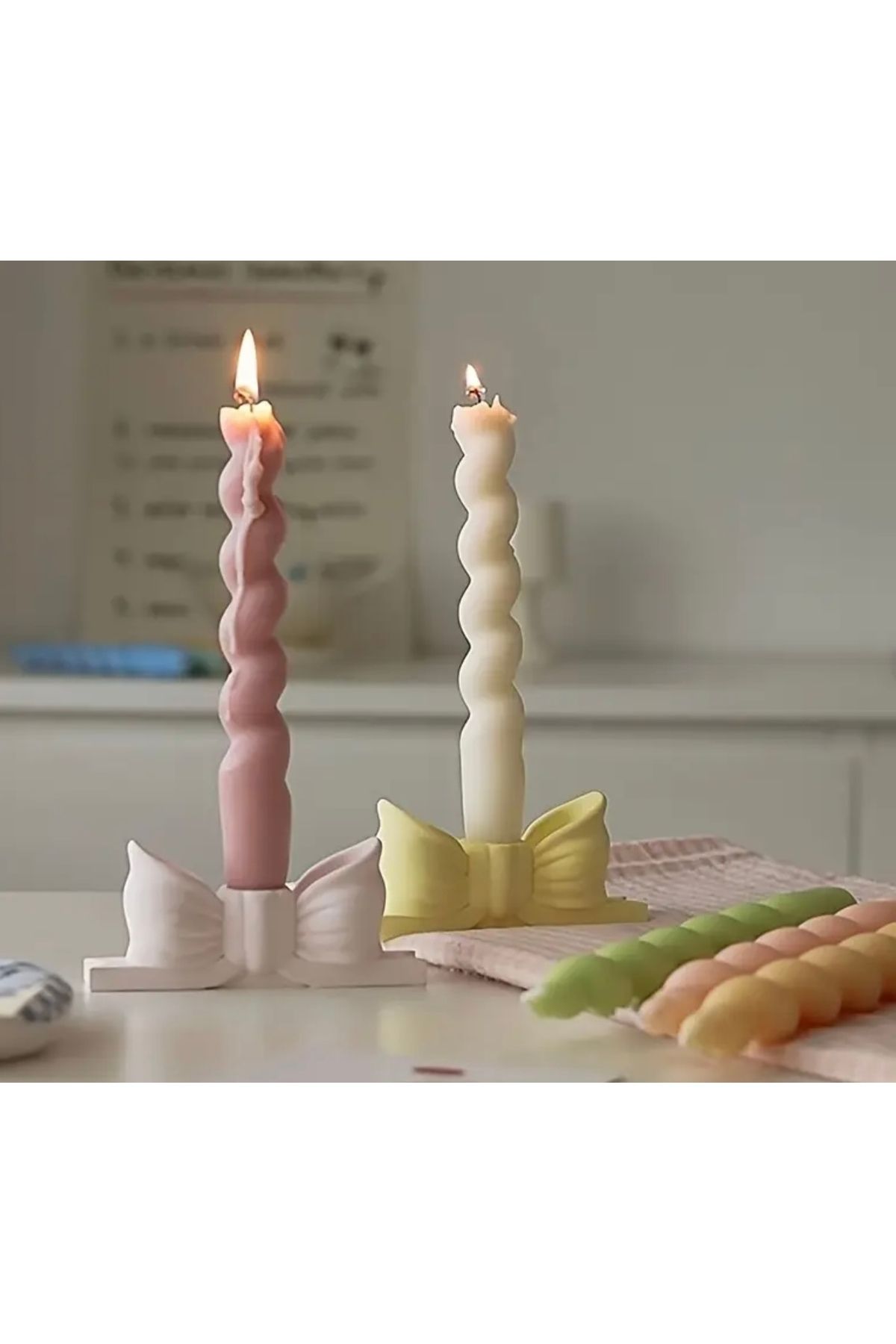 ivtasarim İvtasarim kurdale mumluk ve burgu mum set