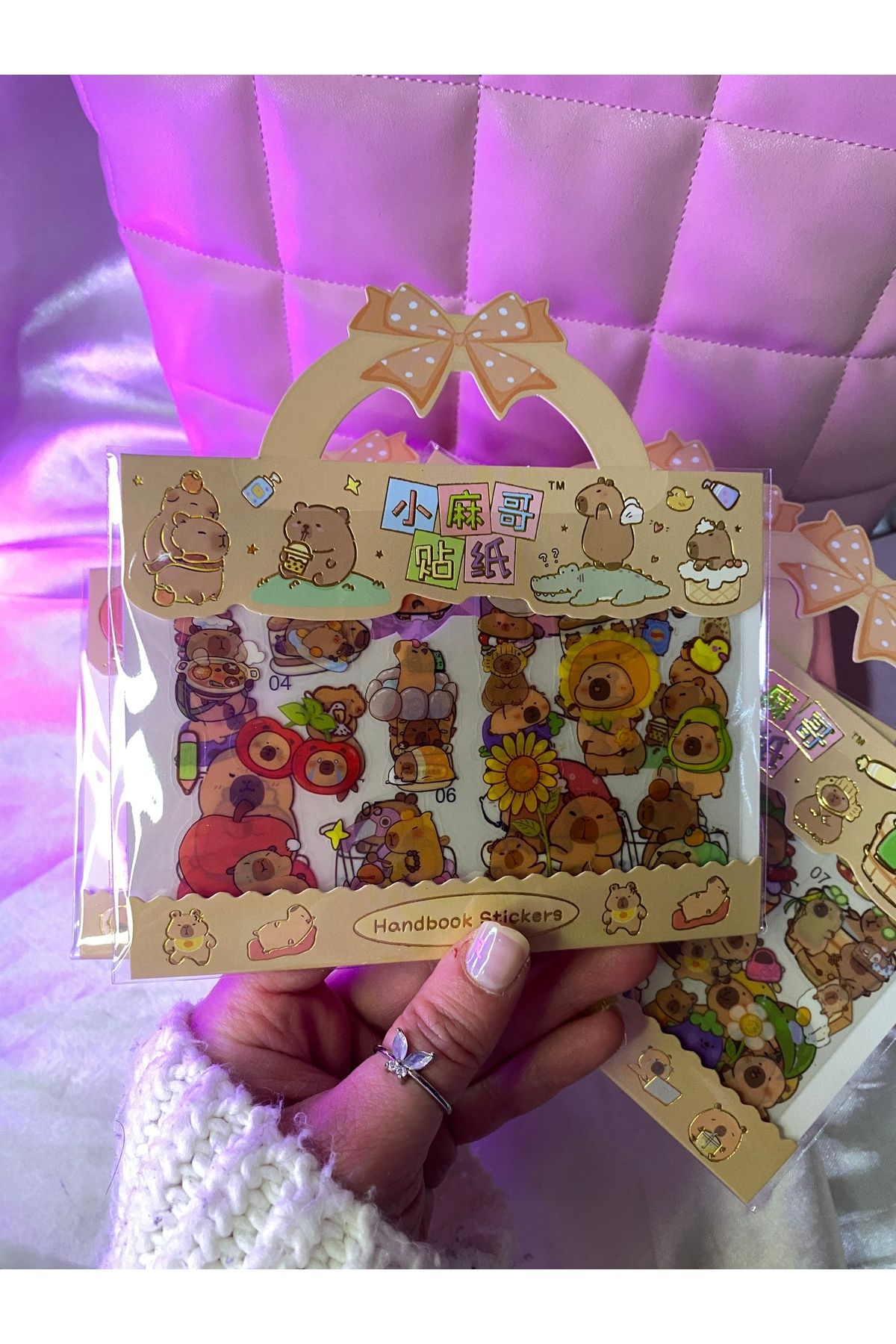 TATLIŞ 2 ADET karışık model Popüler sevimli capybara çanta şeklinde sticker seti