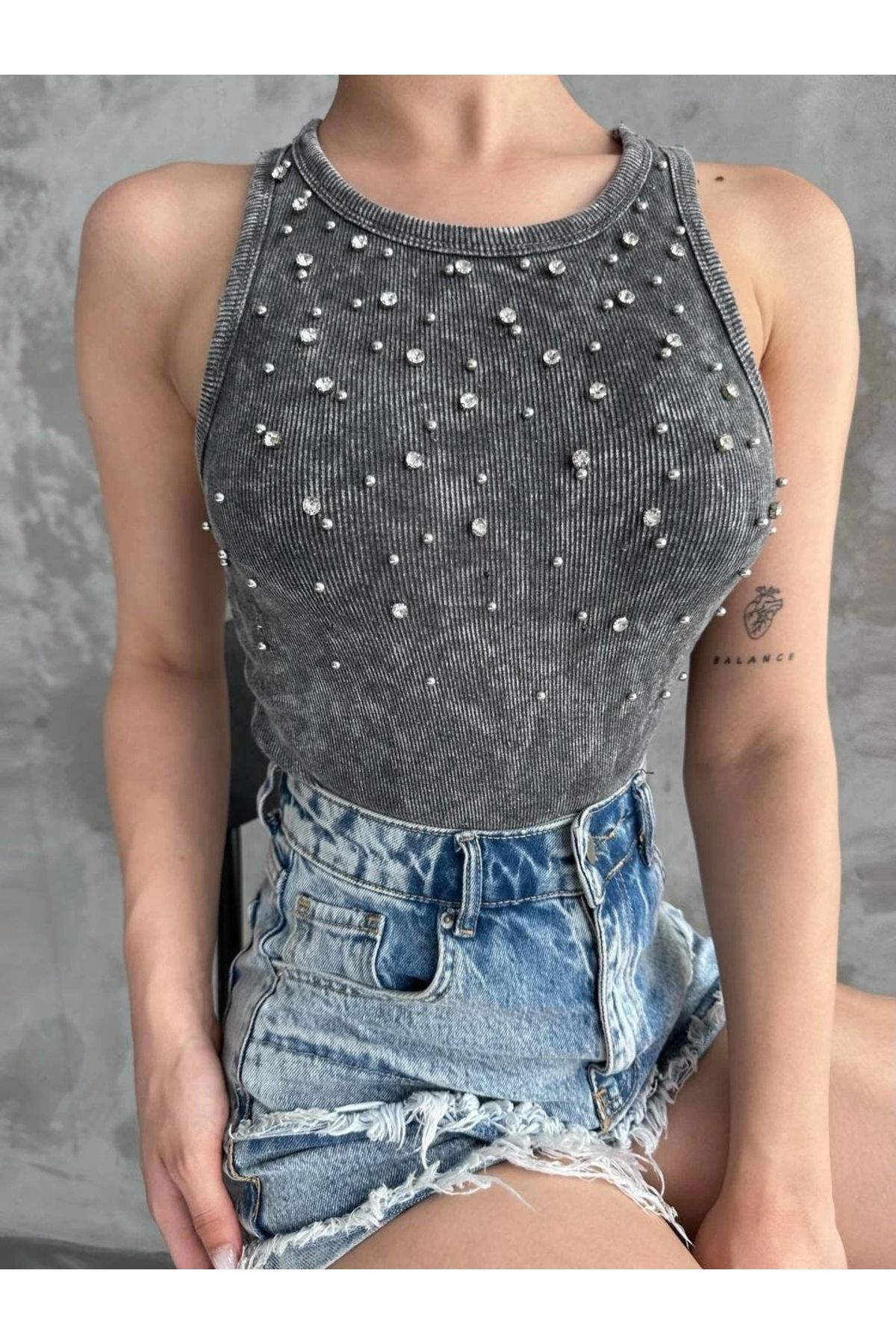 OurStyles Taşlı atlet 084