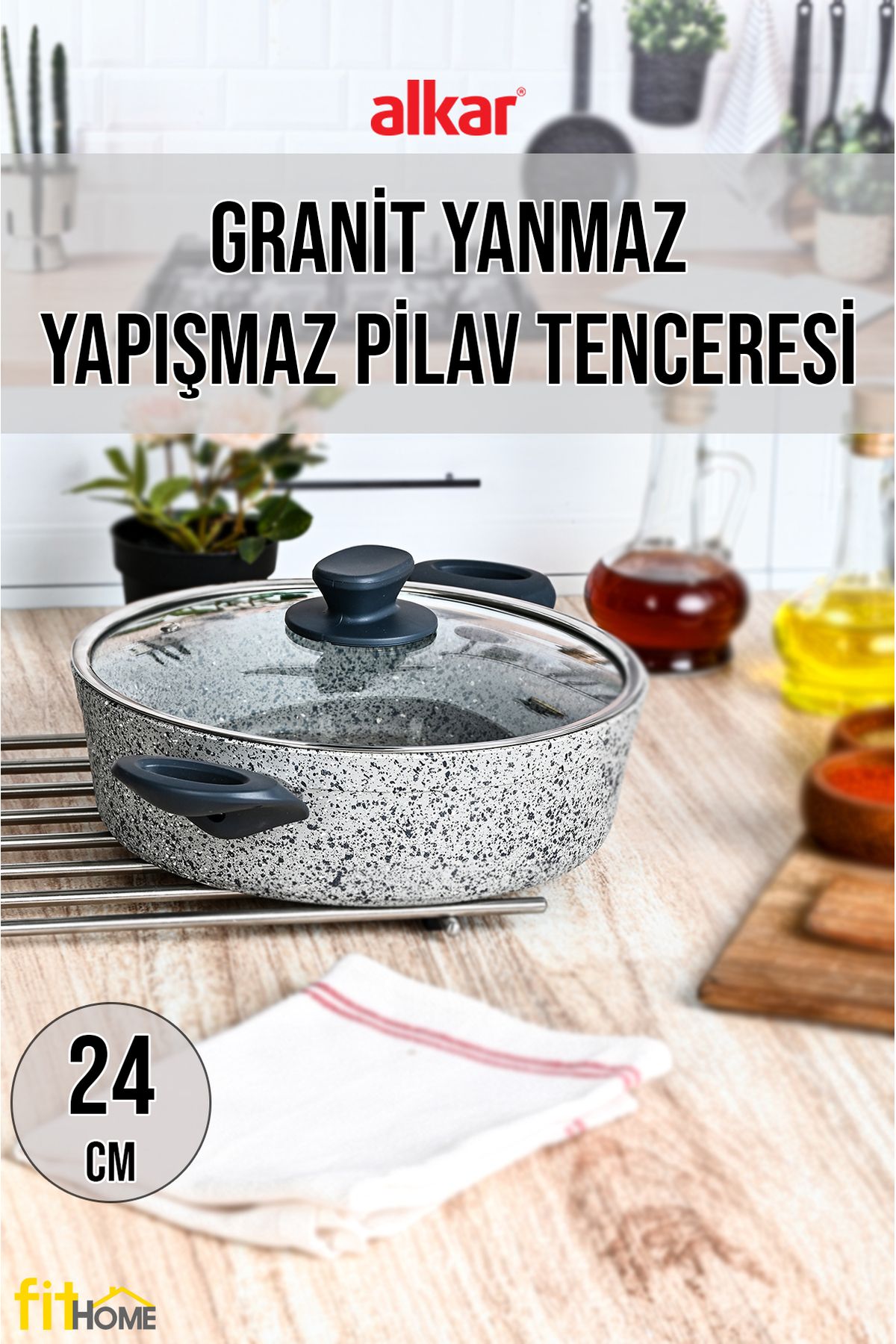 FİTHOME Granit Yanmaz Yapışmaz Yakamoz Model Pilav Tenceresi