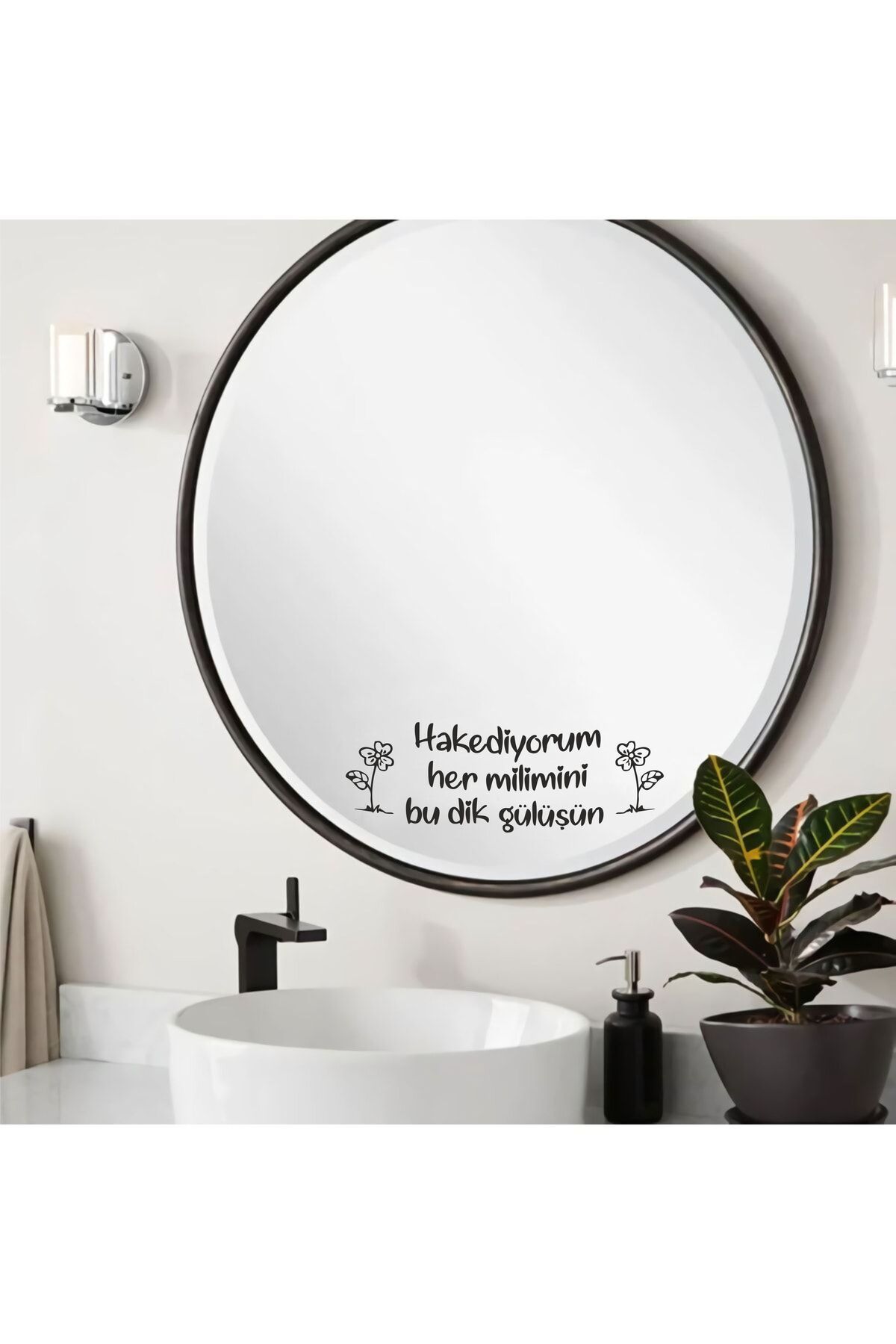 hediyenebak Ayna Dekorasyon Sticker Hakediyorum Her Milimini Duvar Ayna Cam Dekor Yazı Sticker 30x10 cm