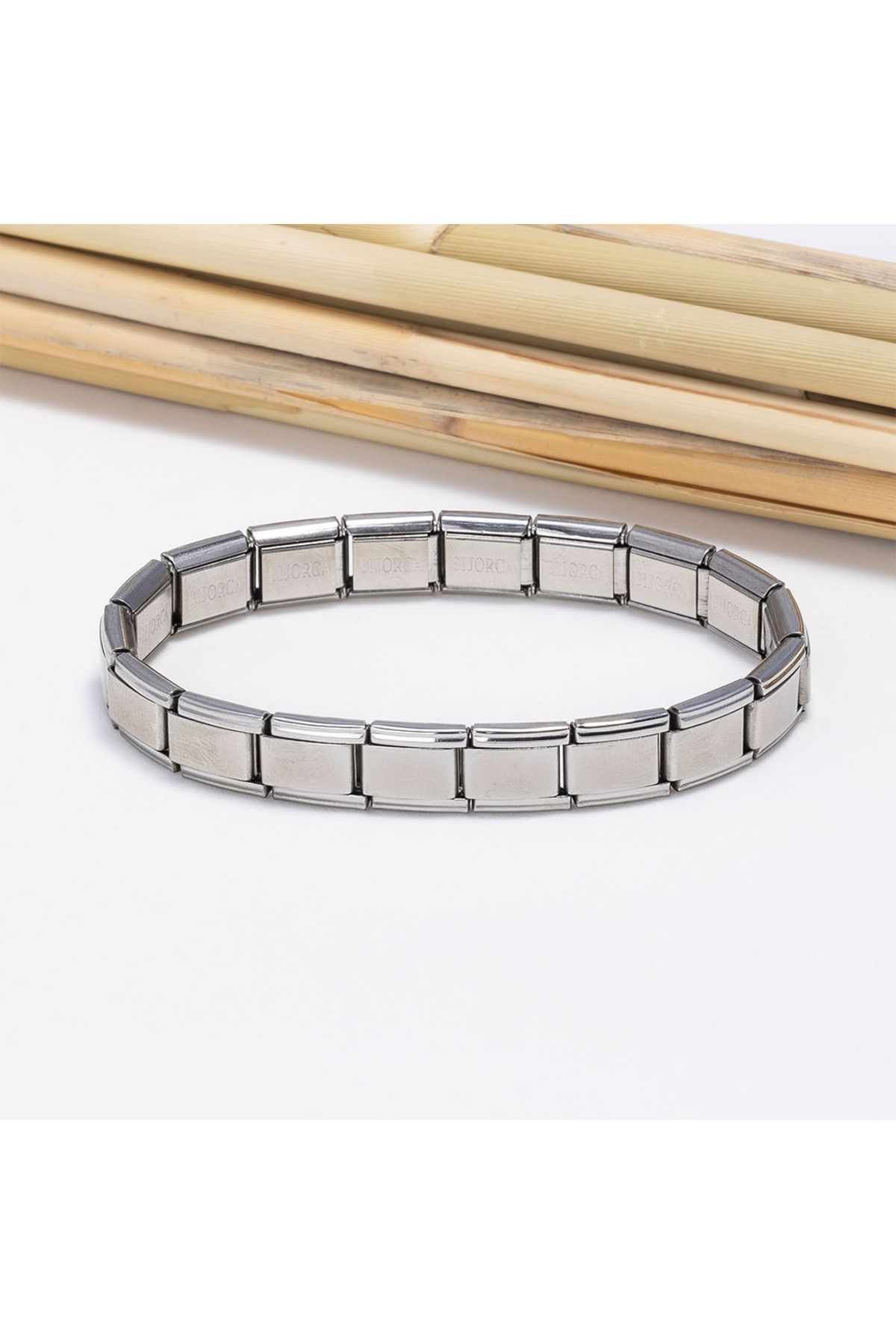 GLOW LUXE İtalyan Charm Bileklik Paslanmaz Çelik Silver Unisex Bileklik (Ayarlanabilir)