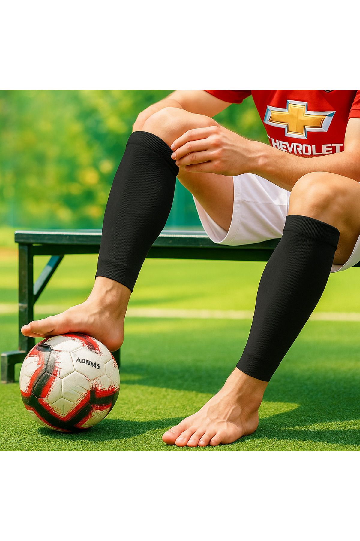 SAVUR Futbol Çorabı Tabansız Tekmeklik Tutucu Bacak Koruyucu Sporcu Tozluğu Ayaksız Çorap