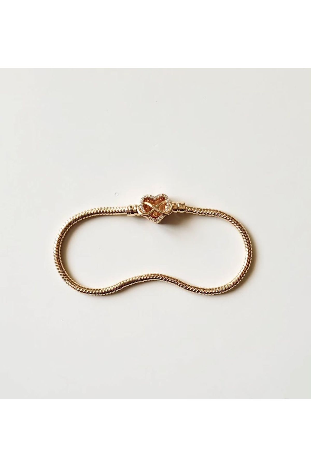 JEWSHİNY Rose Gold Sonsuz Kalp Detay Çelik Bileklik