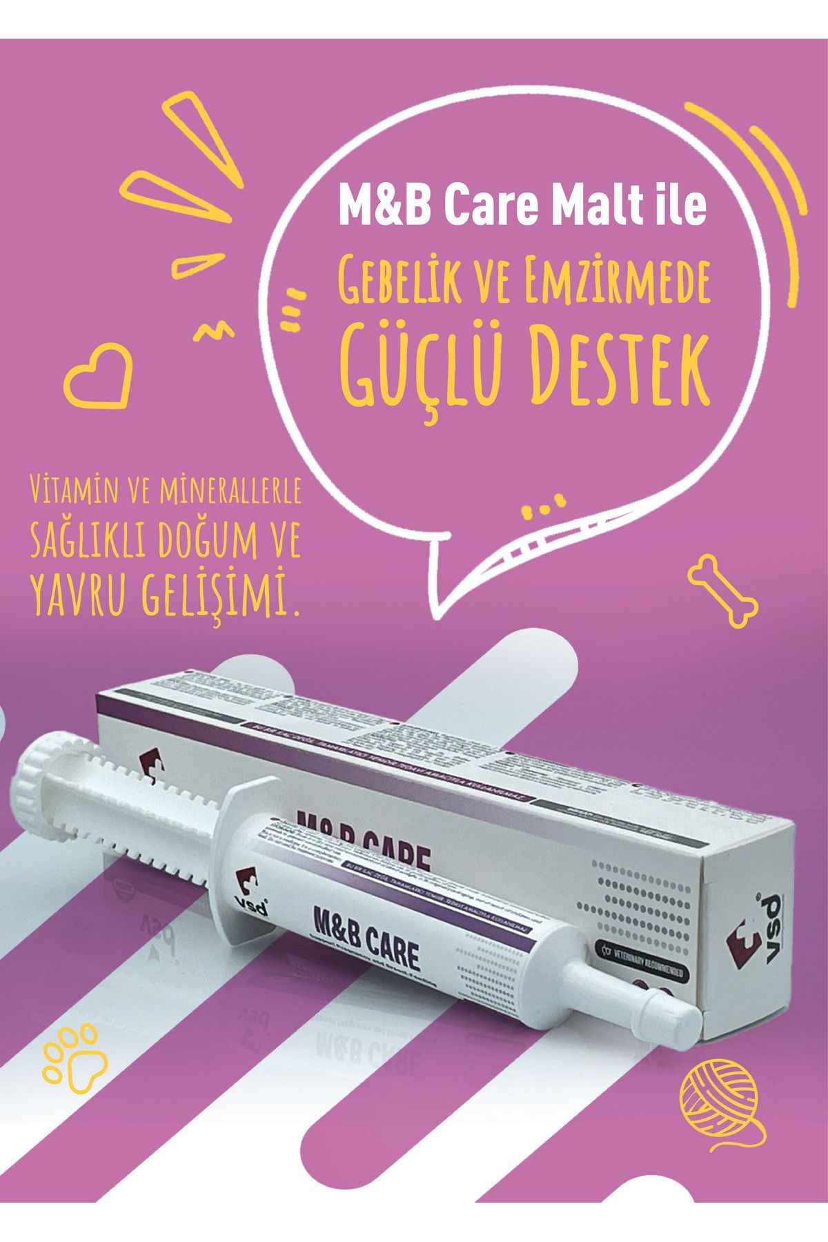 vsd M&B CARE Kediler için Gebelik, Emzirme Desteği 30ml Malt
