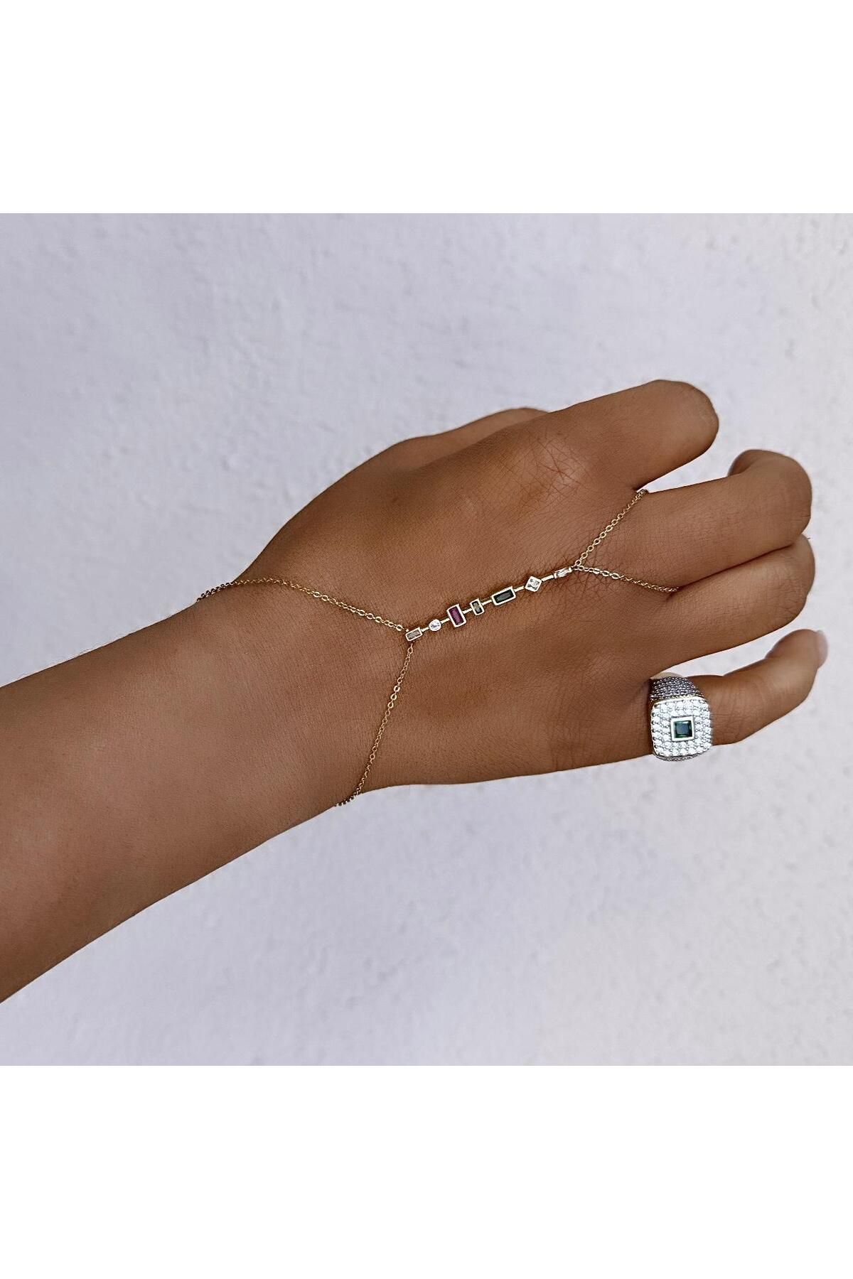 neslyaccessories Renkli Taşlı Çelik Şahmeran (Silver)