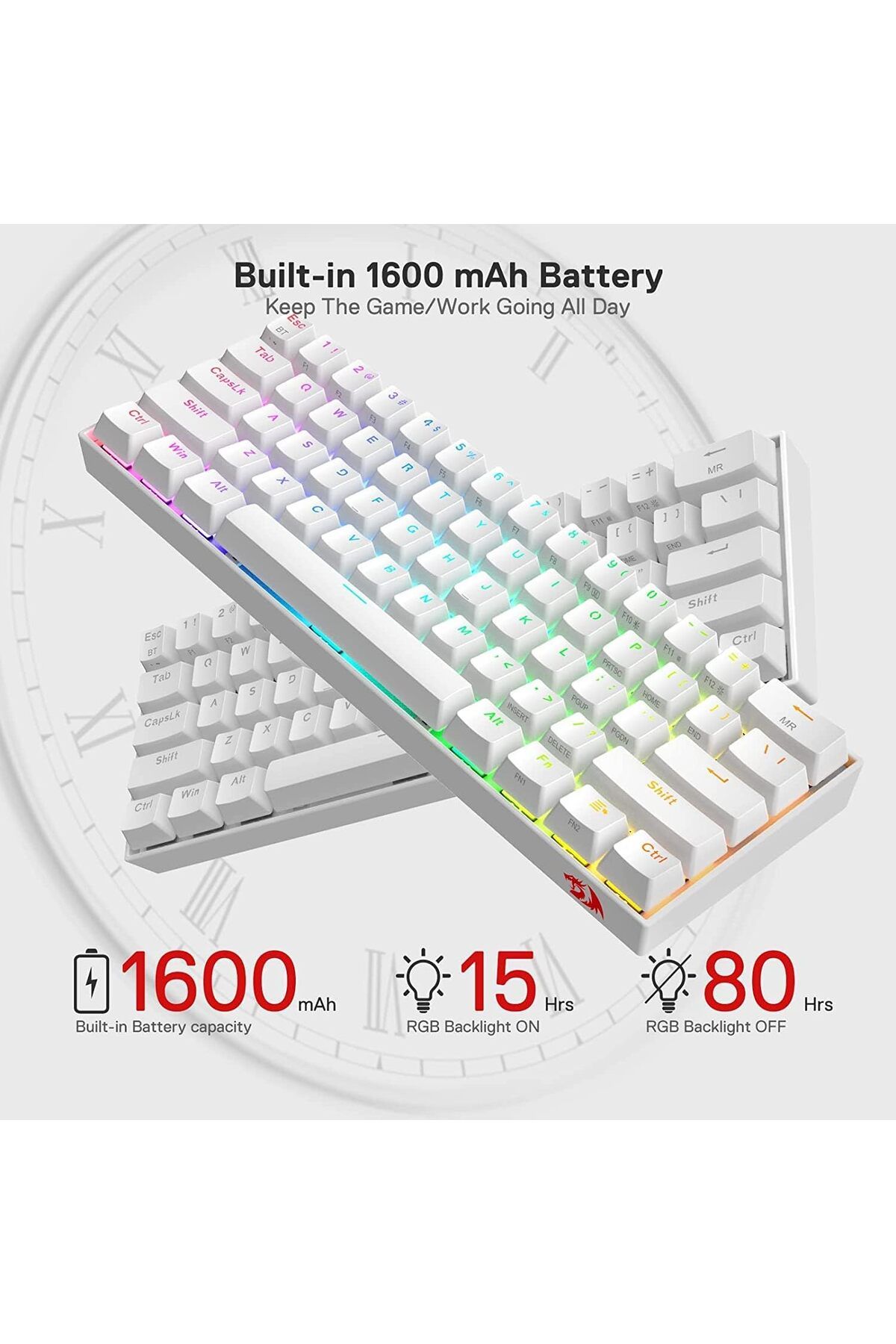 REDRAGON-لوحة مفاتيح الألعاب الميكانيكية K530 Pro Draconic مع إضاءة خلفية RGB 4