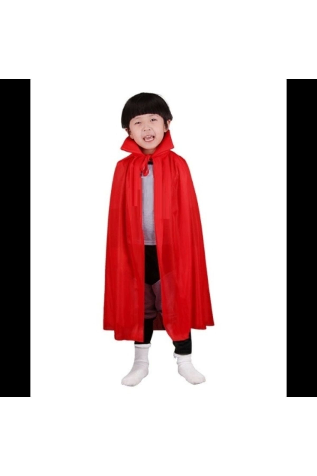 ShopNova Kırmızı Renk Yakalı Pelerin Çocuk Boy 90 cm