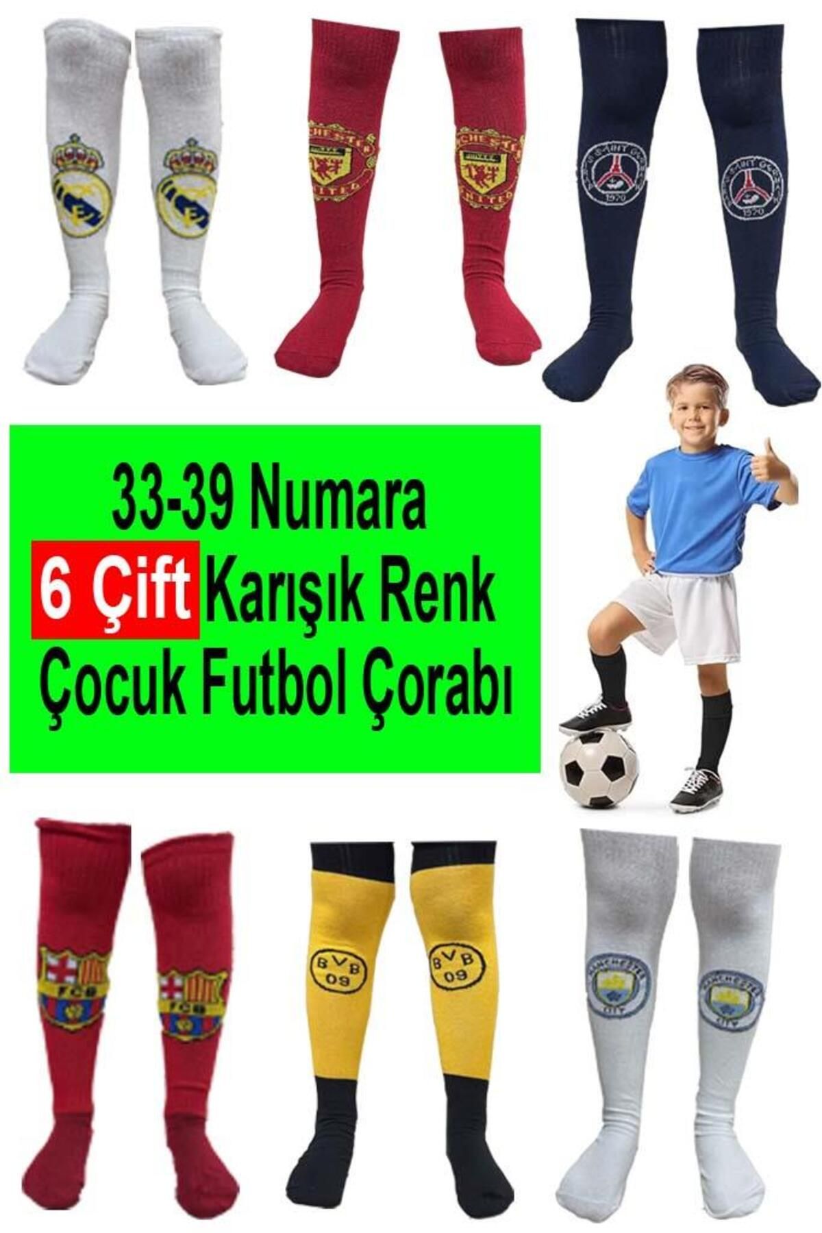 Liggo 6 Çift 33-39 Numara Çocuk Futbol Çorabı Çocuk Futbol Tozluk Çocuk Konç Çorap