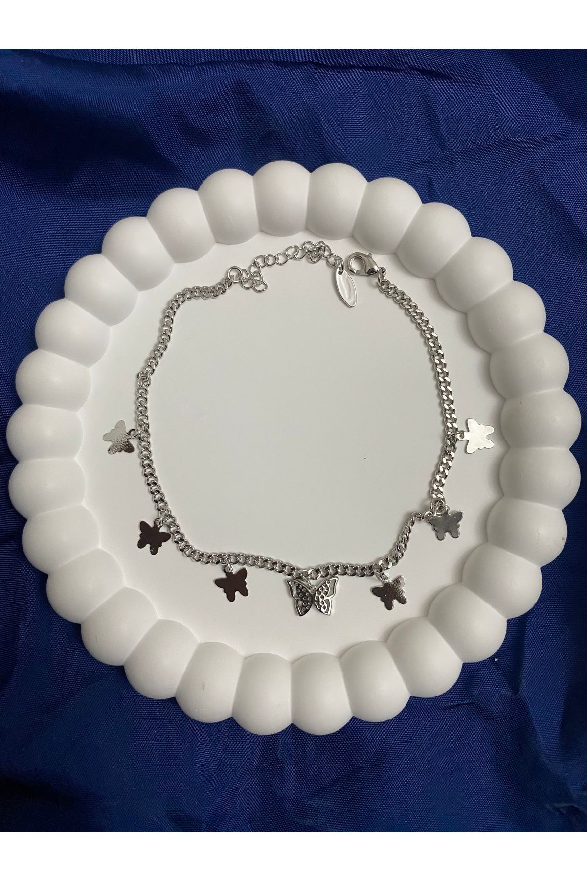 asem jewelry KELEBEK DETAYLI GÜMÜŞ RENK HALHAL