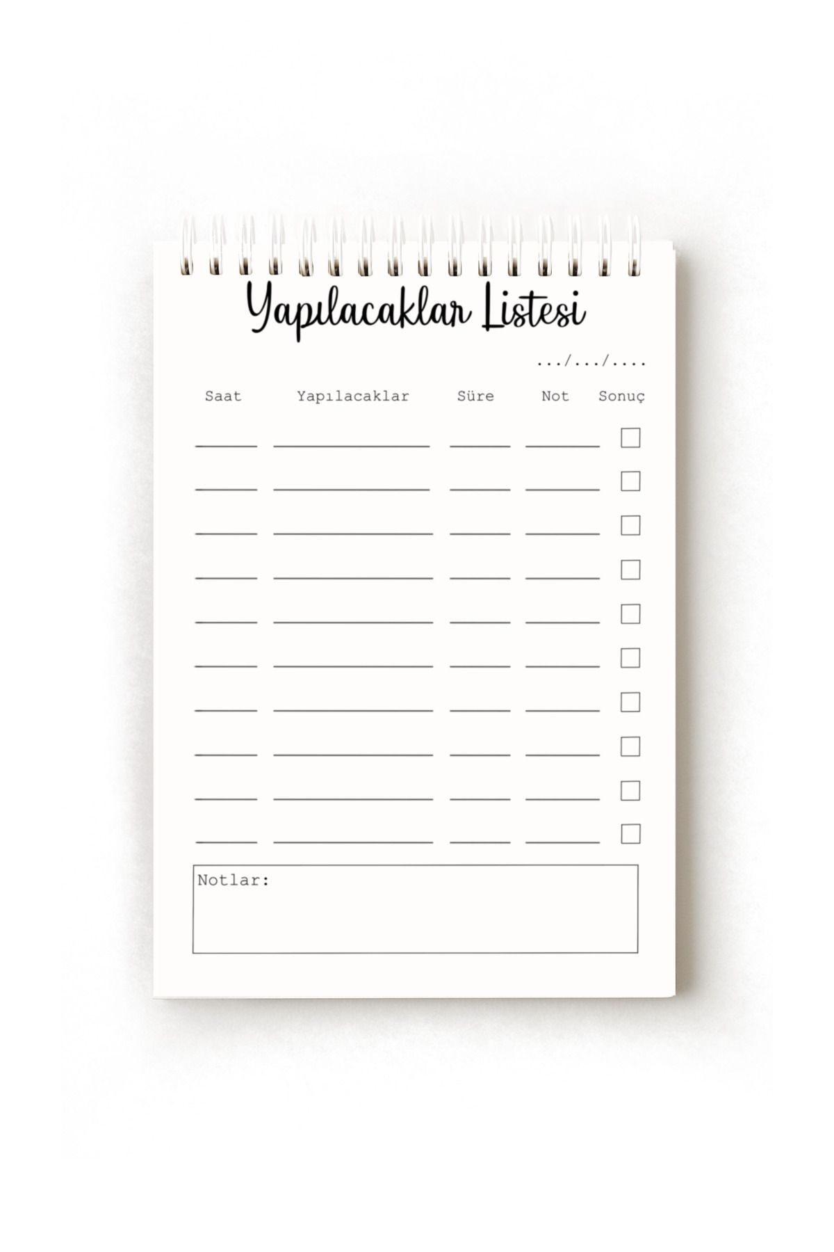 Handeto Kraft Sade Minimalist Türkçe Yapılacaklar Listesi, To-do List, A5 To-do List, Görev Listesi, Spiralli