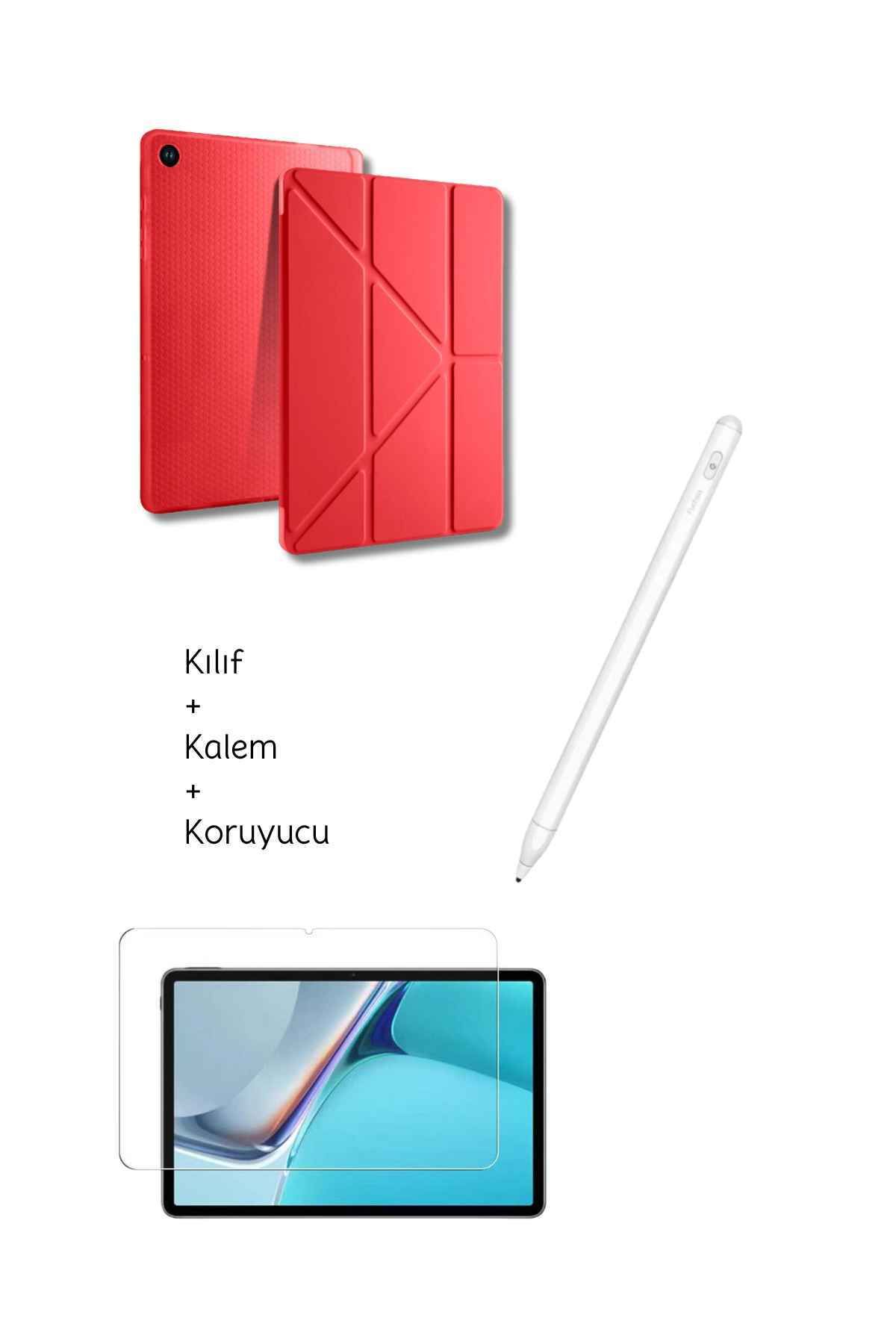 Fuchsia Galaxy A9 Plus X210 11 inç Uyumlu Tablet Kılıfı Tri Folding Tablet Kalemi Fskl02 Ekran Koruyucu