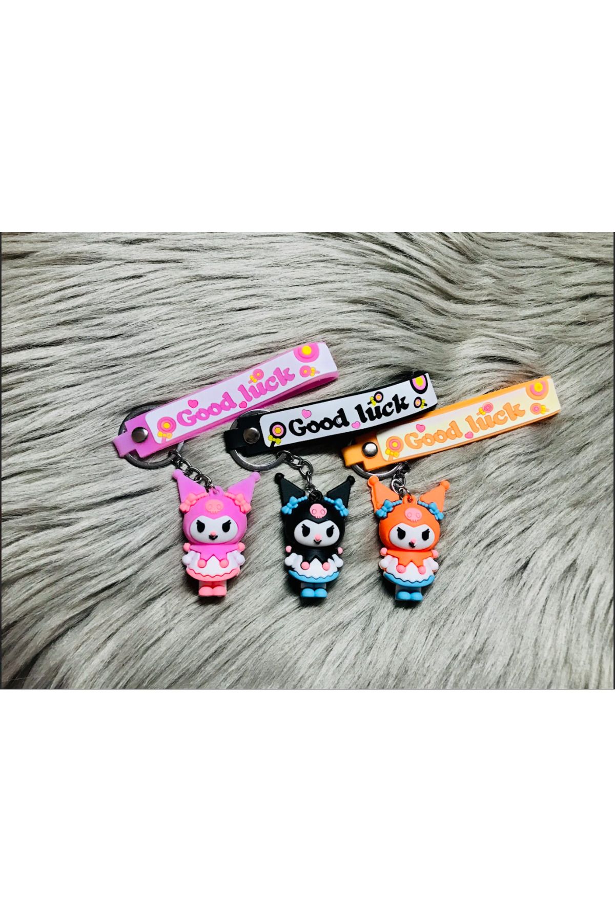 Bizde Ne Yok ki Kuromi Sanrio Karakter Küçük Boy Lüx Anahtarlık Çanta Ve Cüzdan Süsü 3 Adet