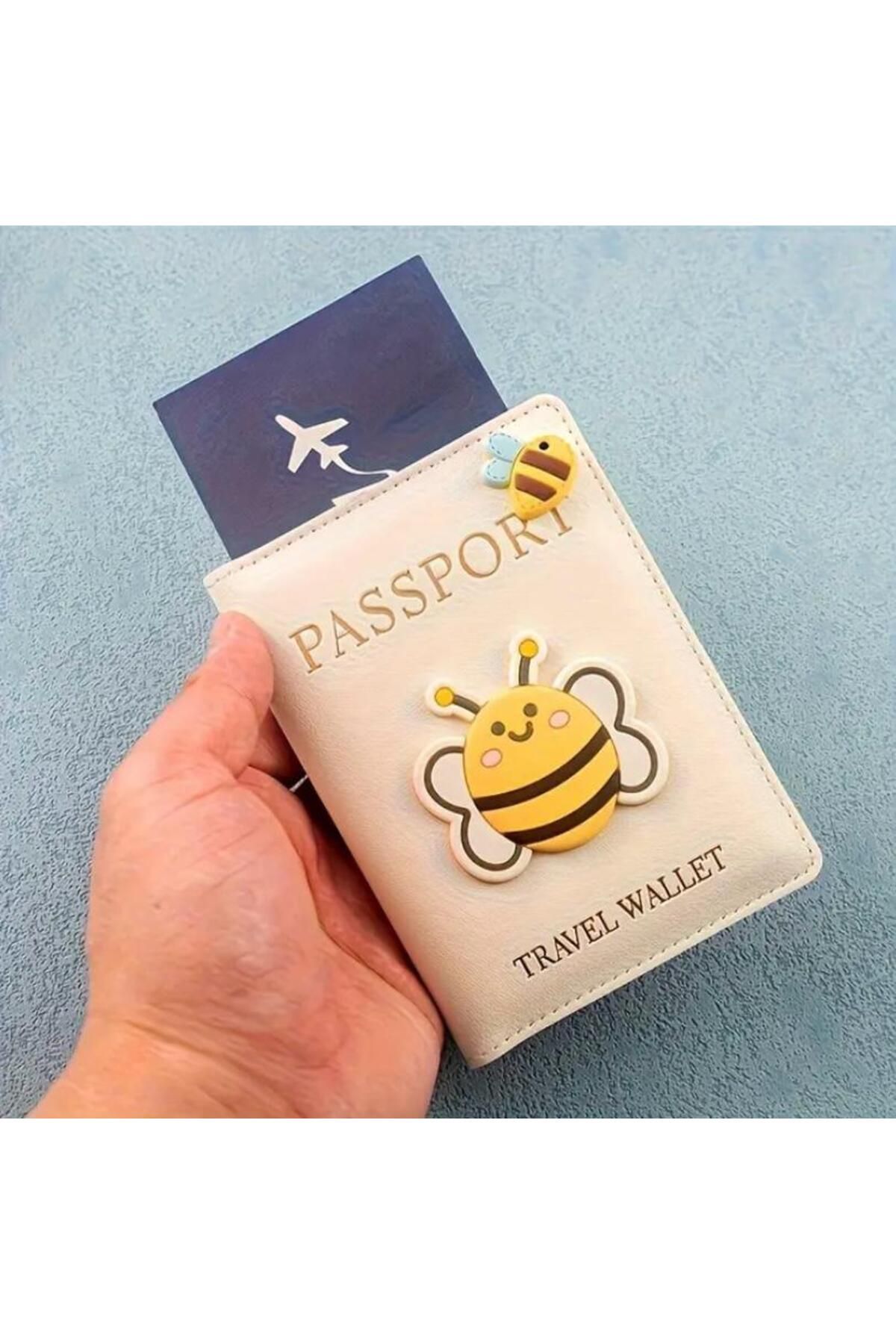 Bee you Karikatür Desenli Pasaport Kılıfı Koruyucu