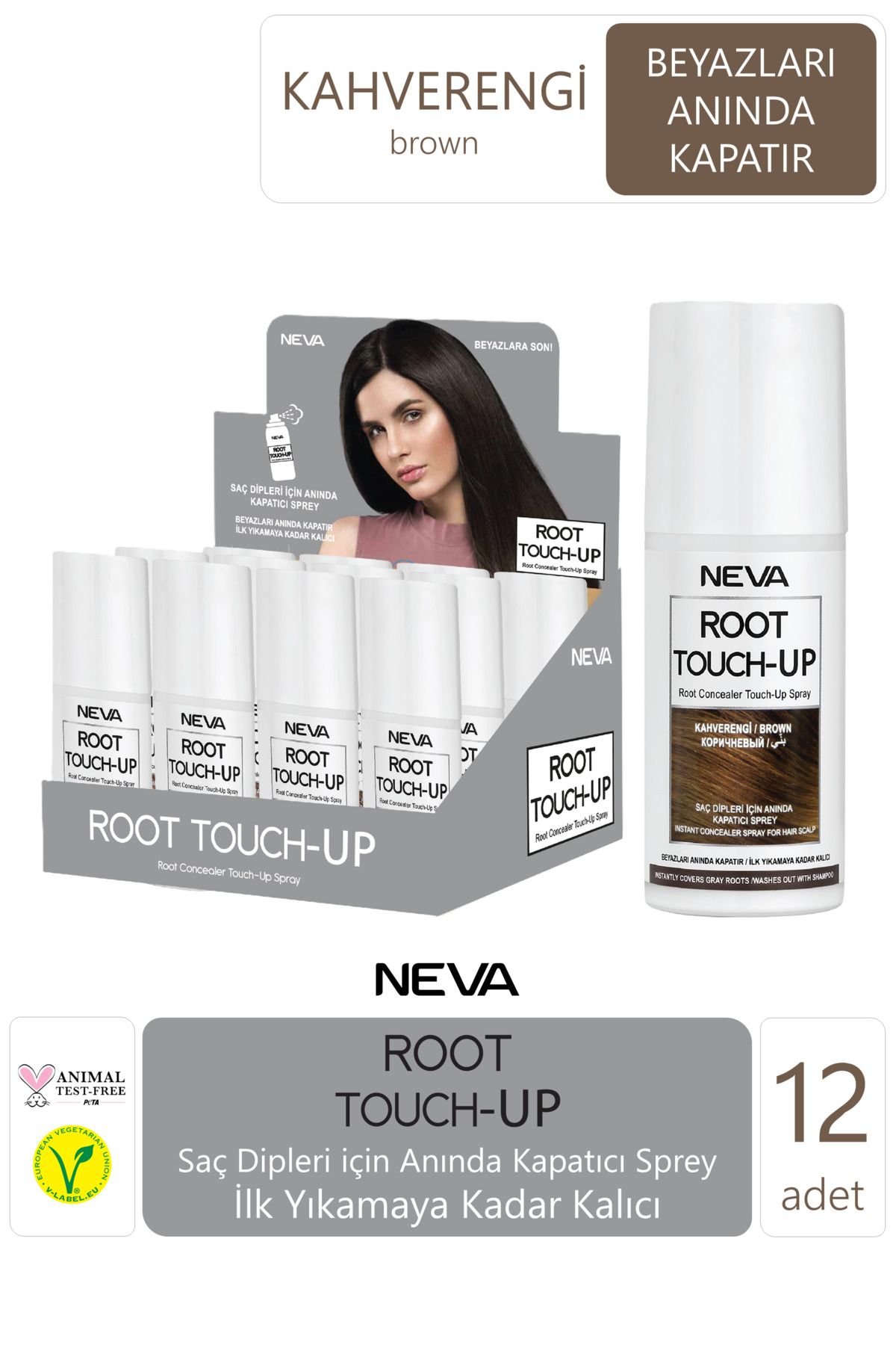 Neva Root Touch-up Kapatıcı Sprey - Kahverengi 12'li Paket