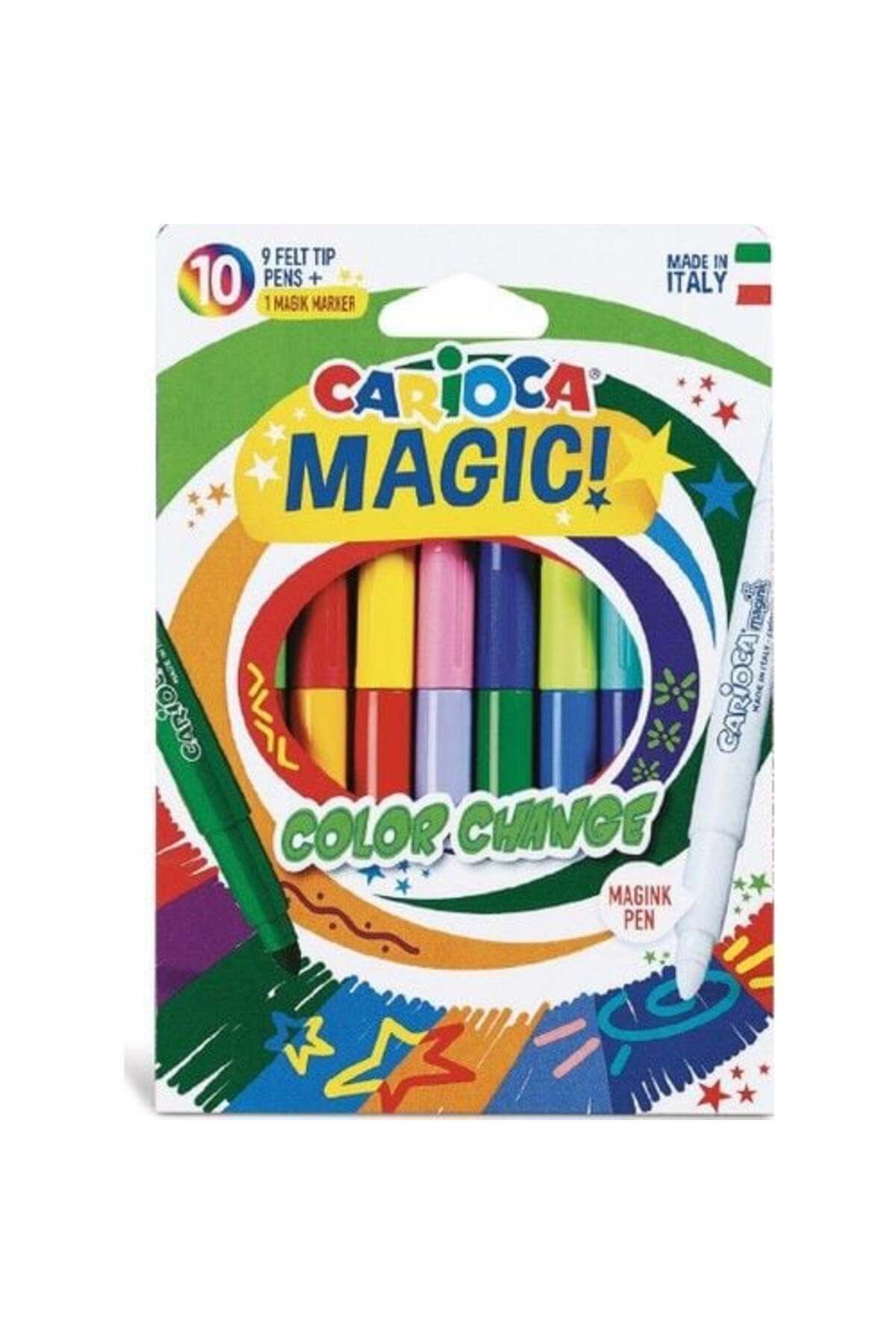 Carioca Carioca Carioca Renk Değiştiren Sihirli Keçeli Boya Kalemi (9 Renk + 1 Renk Değiştirici Beyaz Kalem)