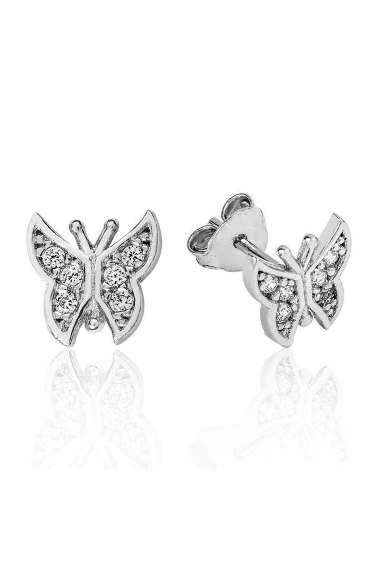 shop Kelebek Çivili 925 Ayar Gümüş Küpe