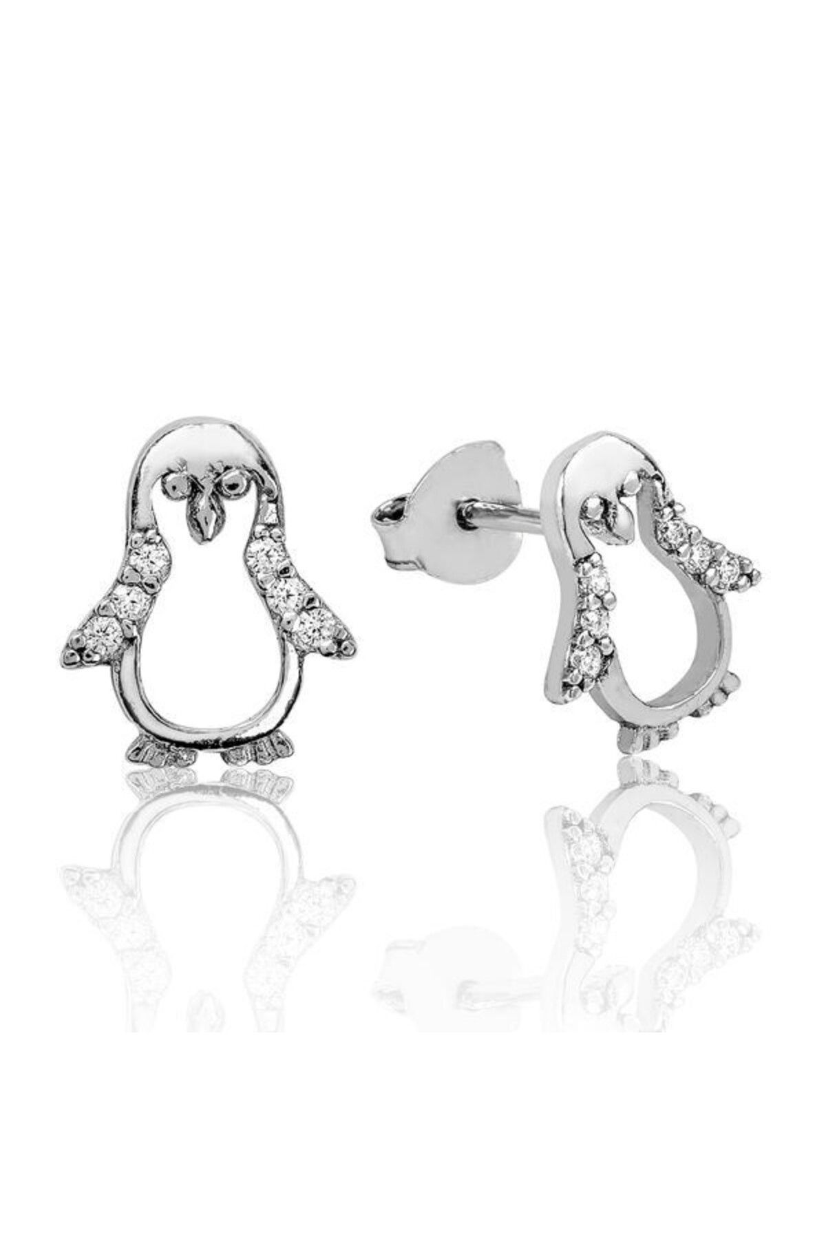 shop Penguan Çivili 925 Ayar Gümüş Küpe