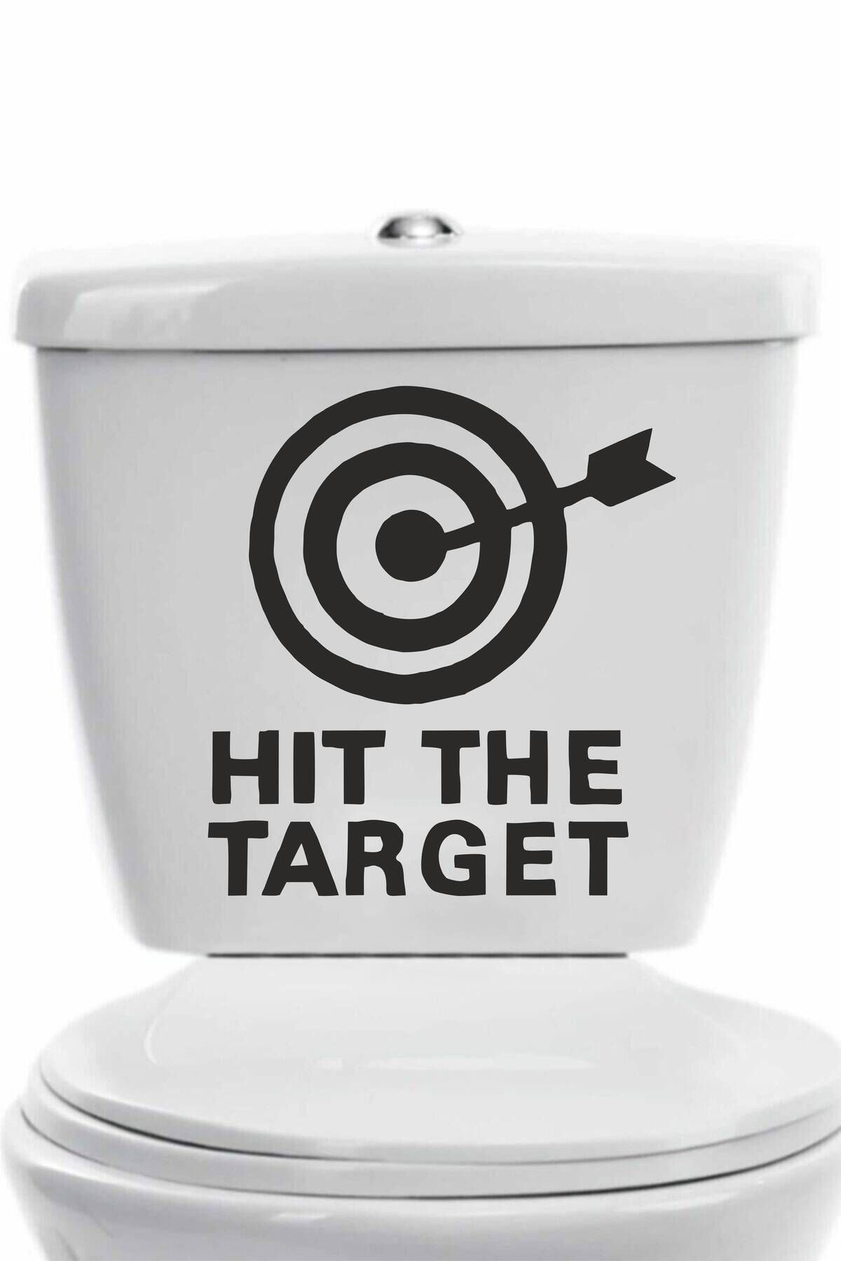 hediyenebak Hit The Target Hedefi Vur | Duvar Kapı Cam Klozet Kapağı Banyo Wc Sticker 25x23 cm