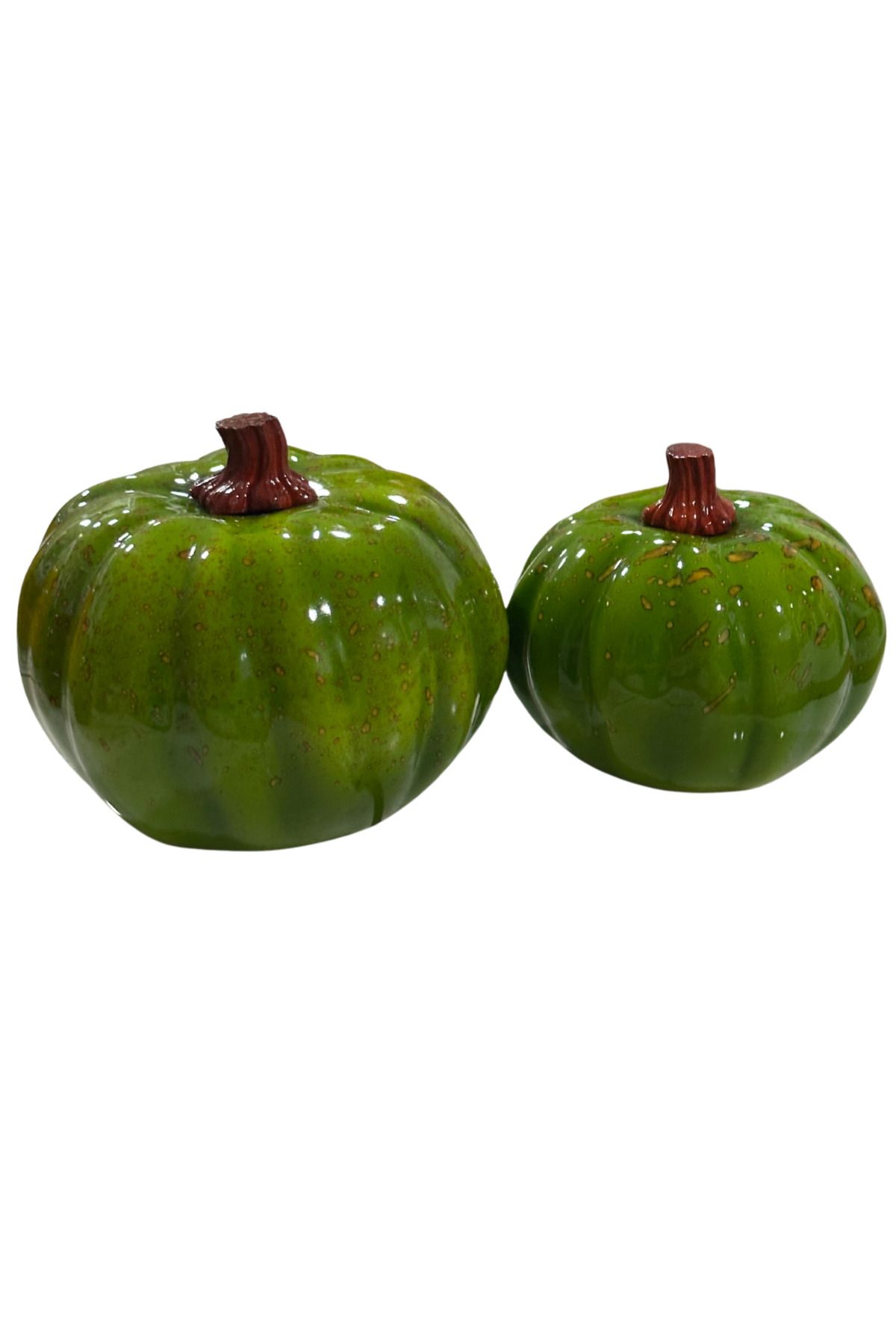Home Polyester balkabağı yeşil 2 li set dekor obje kabak