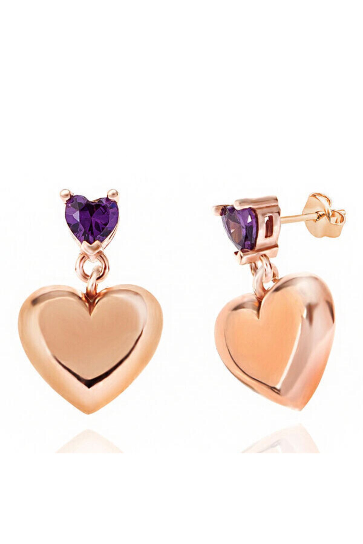 shop Rose Kalp Çivili 925 Ayar Gümüş Küpe