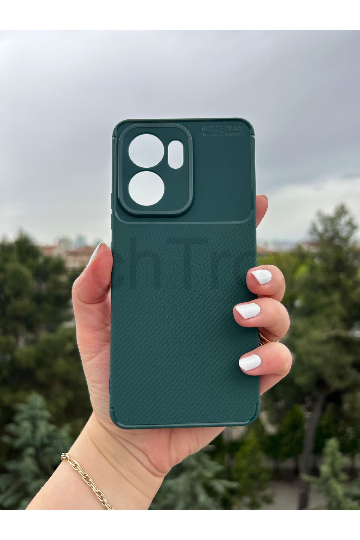 TechTrove Oppo Reno 13F Kılıf Karbon Tasarımlı İnce Yapılı Kamera Koruma Çıkıntılı Kapak