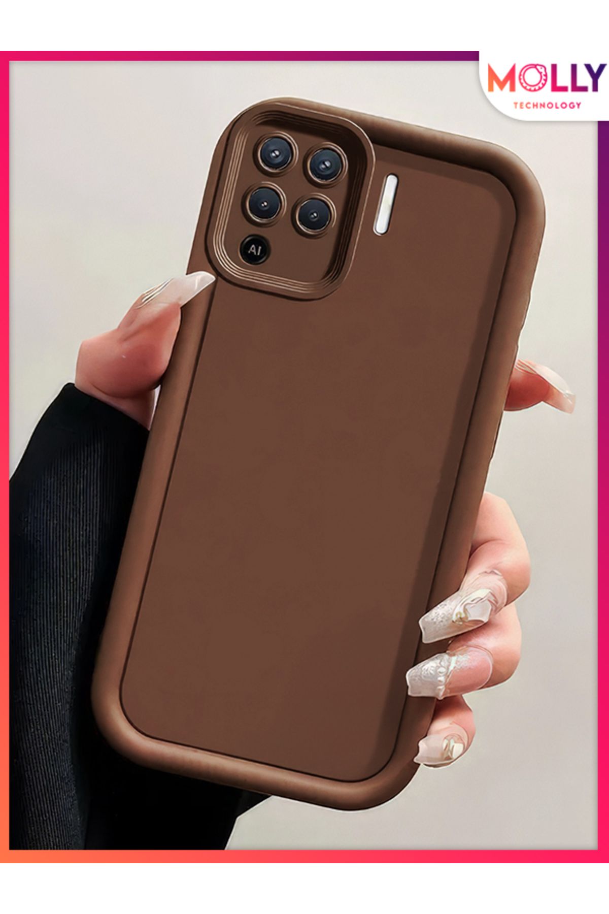 Molly Oppo Reno 5 Lite İçin Siyah Kenarları Kalın Pan Silikon Kılıf