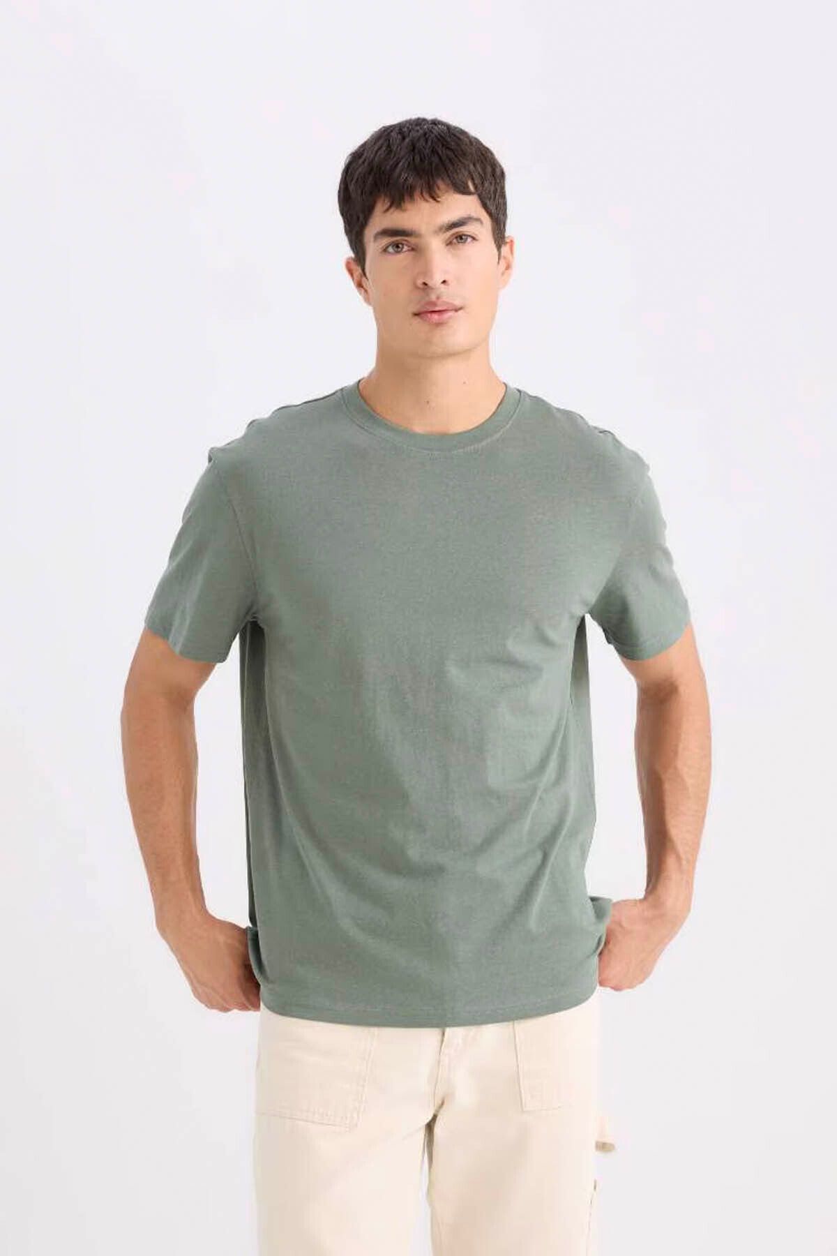 DeFacto New Regular Fit Yeşil Erkek T-Shirt V7699AZ/GN470