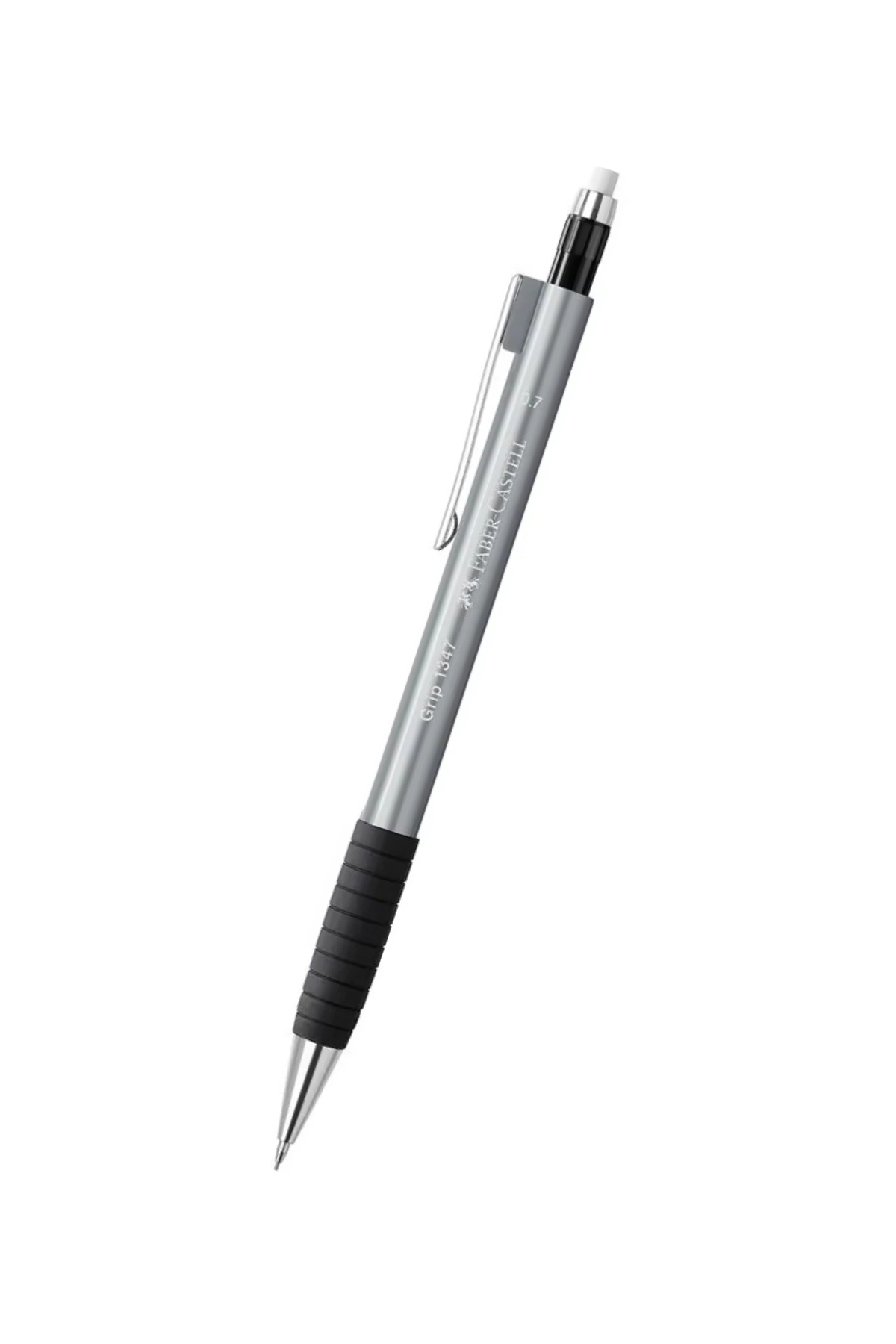 Faber Castell Grip 1347 0.7 mm Versatil Kalem,Gümüş,Ergonomik Tutuş, Yaylı Uç