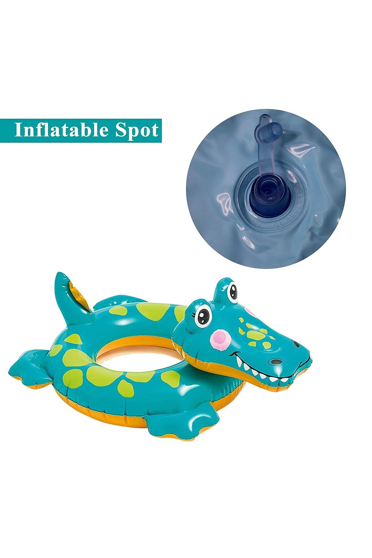 Intex Şişme Sevimli Timsah Simit - Çocuk Timsah Simit -Şişme Timsah Figürlü Simit-Crocodile Ring 71x56 cm.