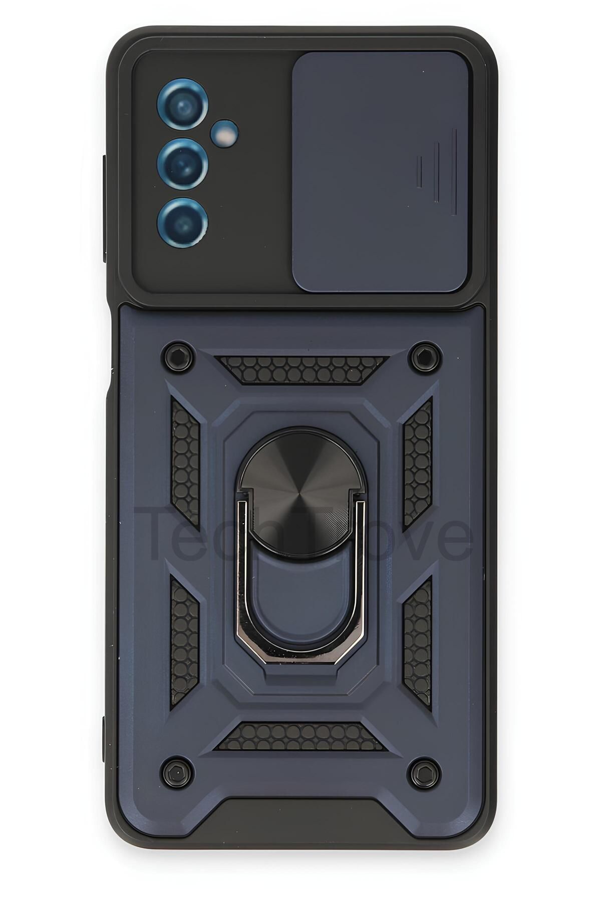 TechTrove Samsung Galaxy M52 5G Kılıf Sürgülü Kamera Korumalı Yüzüklü Stand Olabilen Magnetic Tpu Tank Kapak