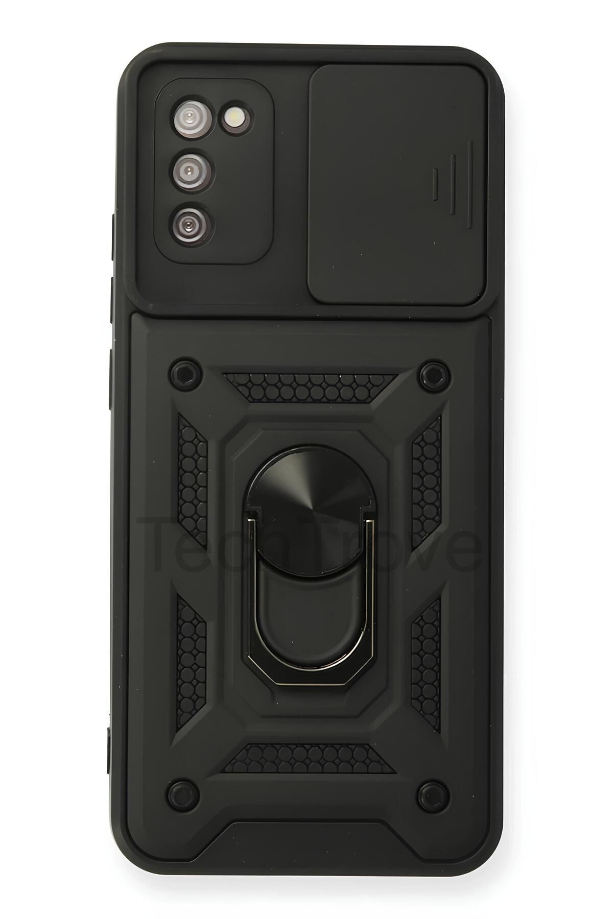 TechTrove Samsung Galaxy A03S Kılıf Sürgülü Kamera Korumalı Yüzüklü Stand Olabilen Magnetic Tpu Tank Kapak