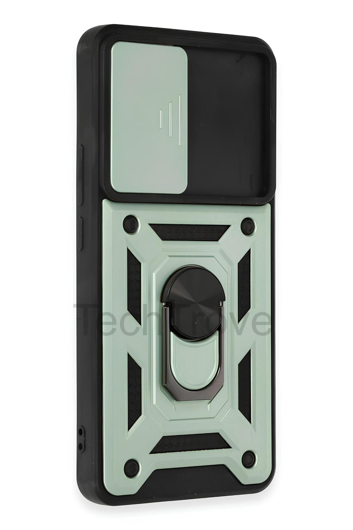 TechTrove Xiaomi Mi 12T Kılıf Sürgülü Kamera Korumalı Yüzüklü Stand Olabilen Magnetic Tpu Tank Kapak
