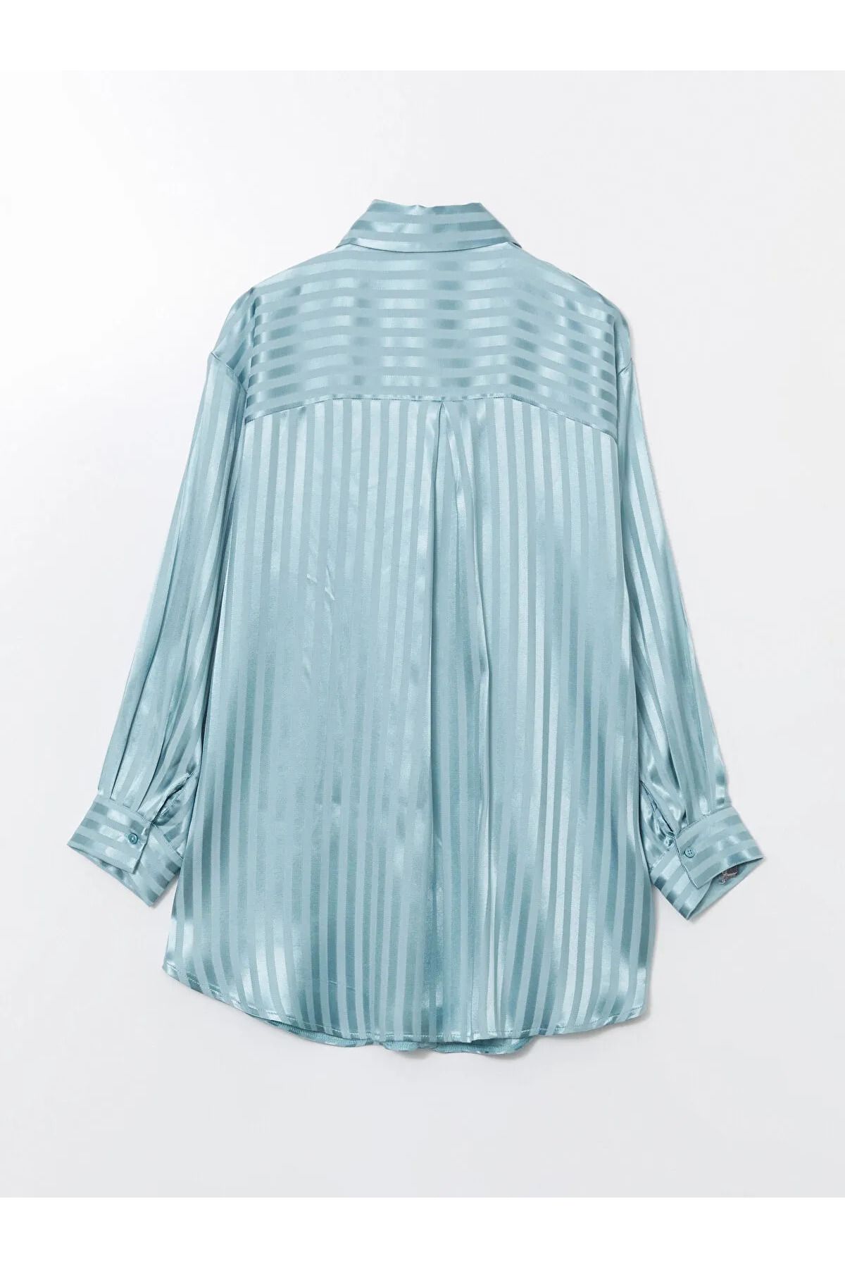 LC Waikiki Çizgili Oversize Saten Kadın Gömlek Tunik