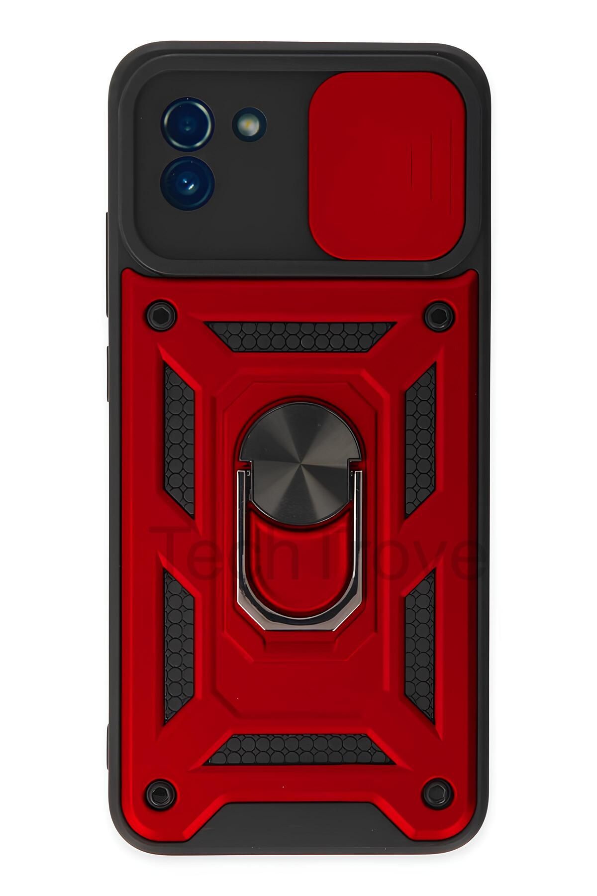 TechTrove Samsung Galaxy A03 Kılıf Sürgülü Kamera Korumalı Yüzüklü Stand Olabilen Magnetic Tpu Tank Kapak