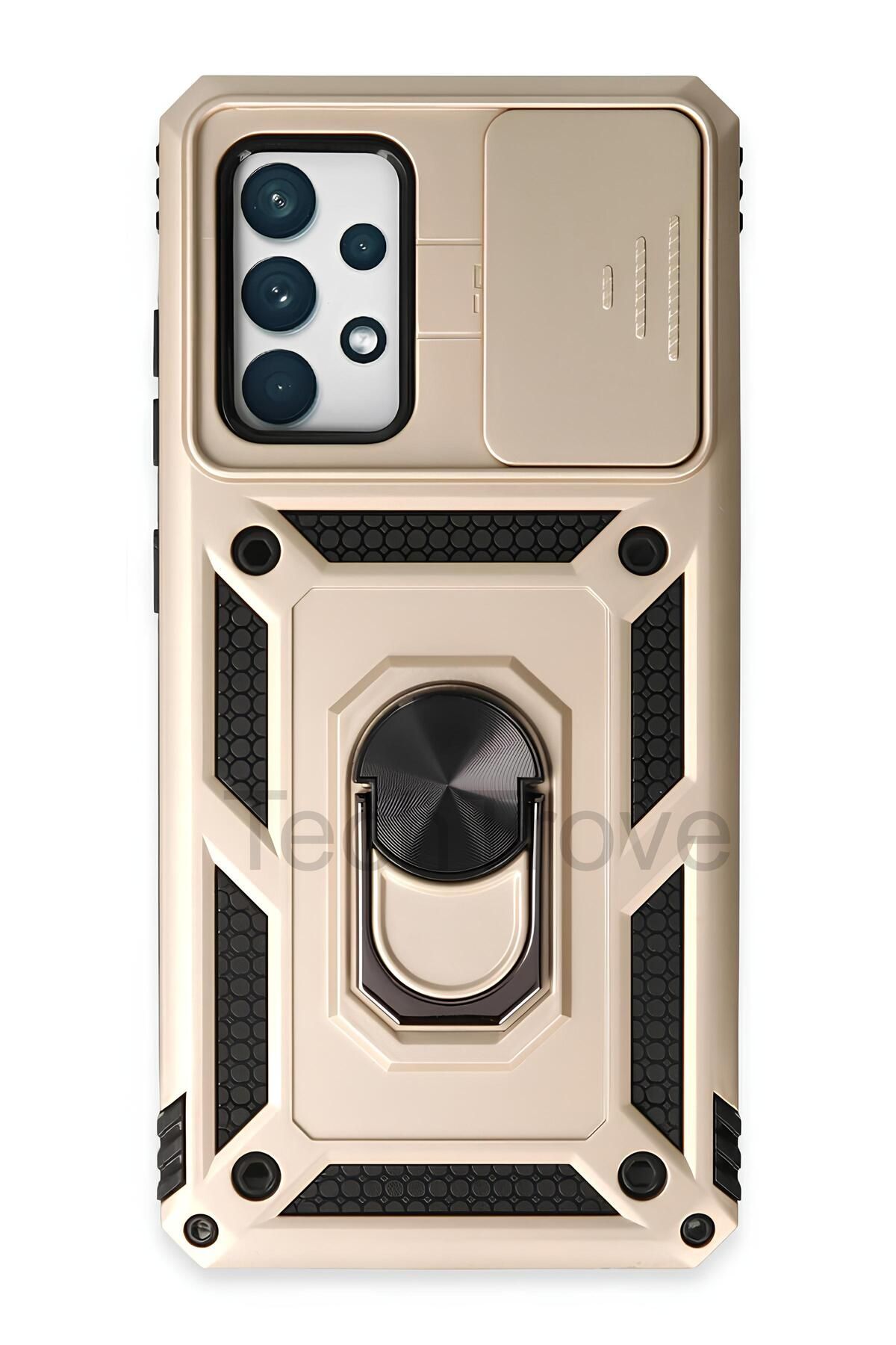 TechTrove Samsung Galaxy A72 Kılıf Sürgülü Kamera Korumalı Yüzüklü Stand Olabilen Magnetic Tpu Tank Kapak