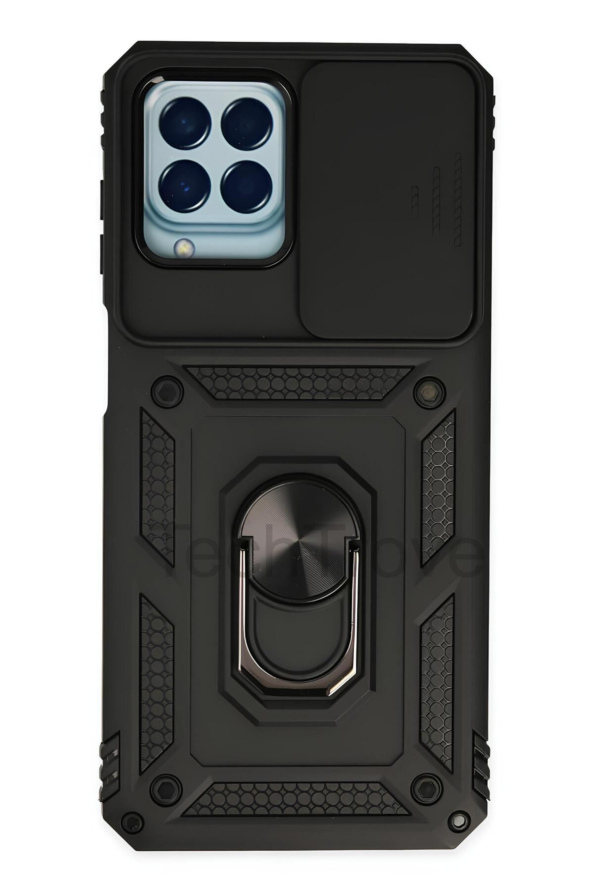 TechTrove Samsung Galaxy M33 Kılıf Sürgülü Kamera Korumalı Yüzüklü Stand Olabilen Magnetic Tpu Tank Kapak