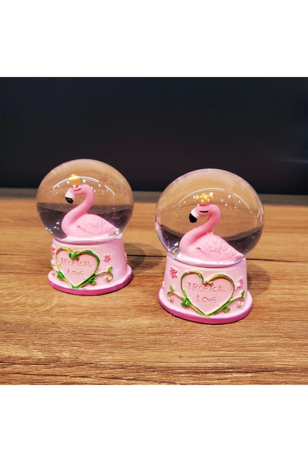 PRATİKOBA Mini Işıklı Flamingo Kar Küresi