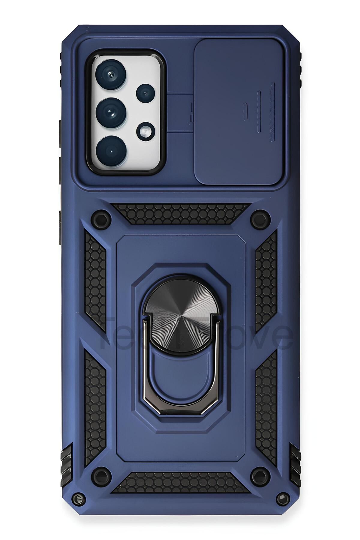 TechTrove Samsung Galaxy A73 Kılıf Sürgülü Kamera Korumalı Yüzüklü Stand Olabilen Magnetic Tpu Tank Kapak