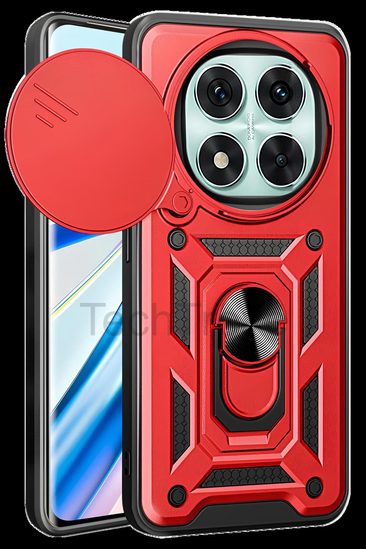 TechTrove Redmi Note 14 Pro 5G Kılıf Sürgülü Kamera Korumalı Yüzüklü Stand Olabilen Magnetic Tpu Tank Kapak