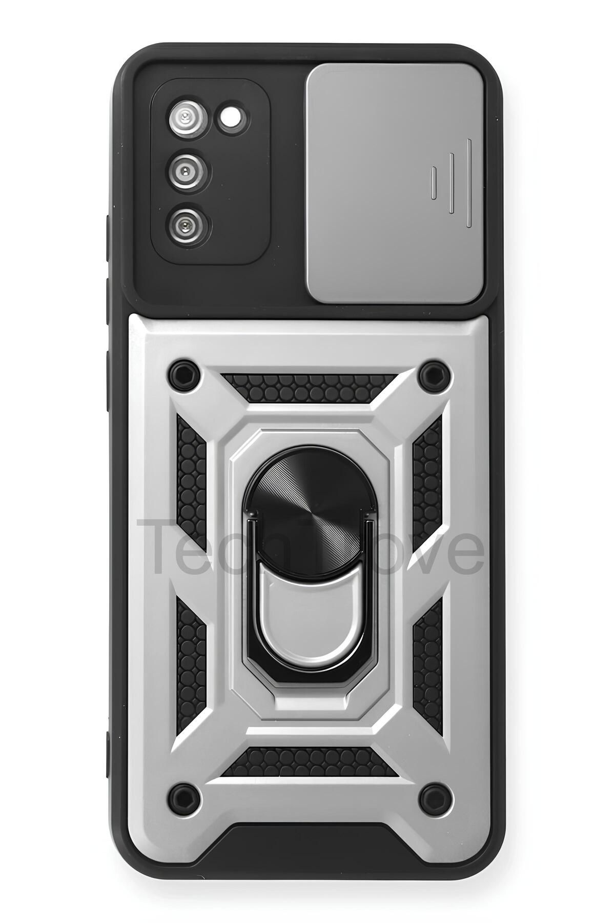 TechTrove Samsung Galaxy A03S Kılıf Sürgülü Kamera Korumalı Yüzüklü Stand Olabilen Magnetic Tpu Tank Kapak