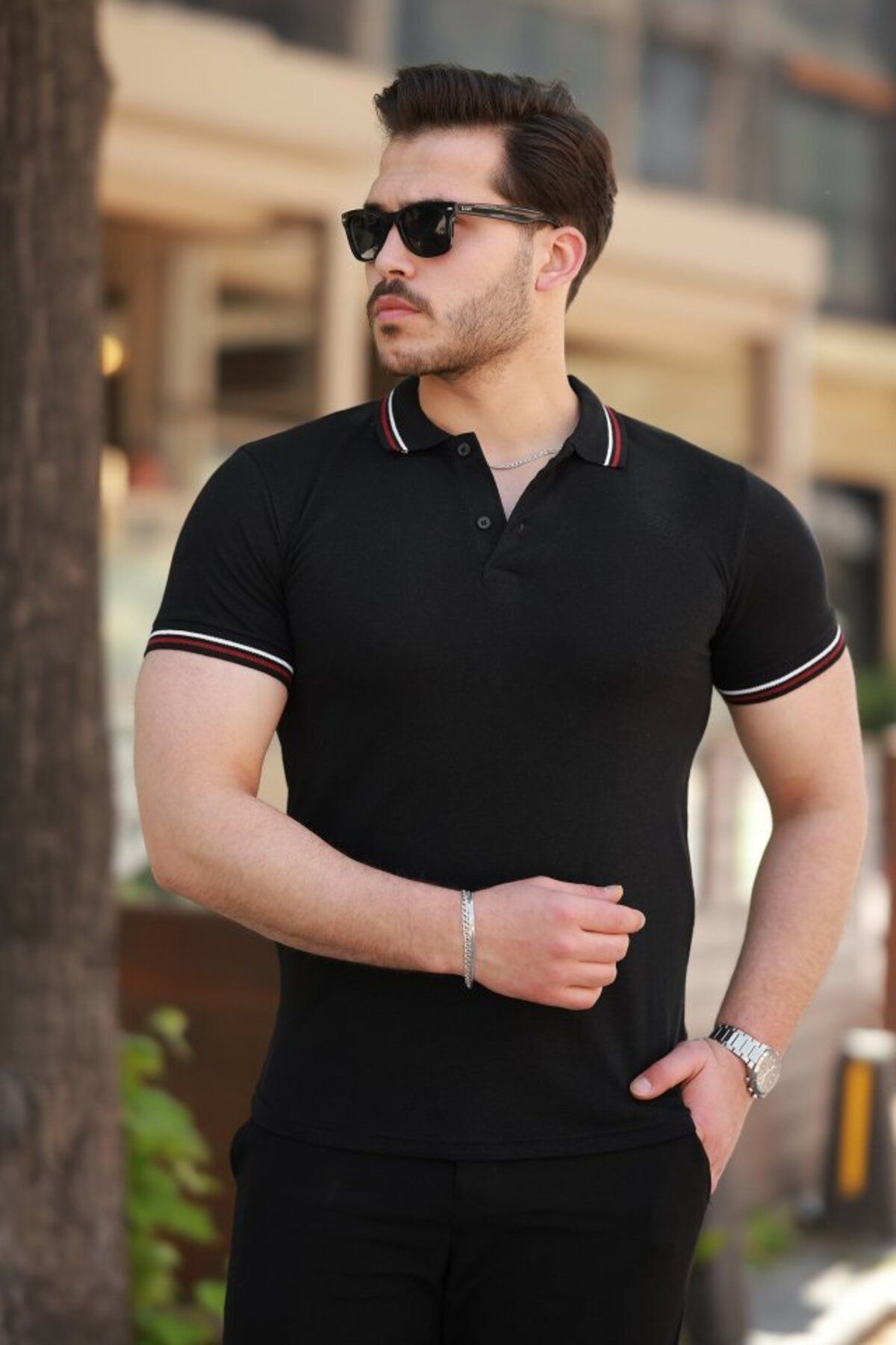 Gökyüzü Moda Erkek Yakalı Kısa Kollu T-shirt
