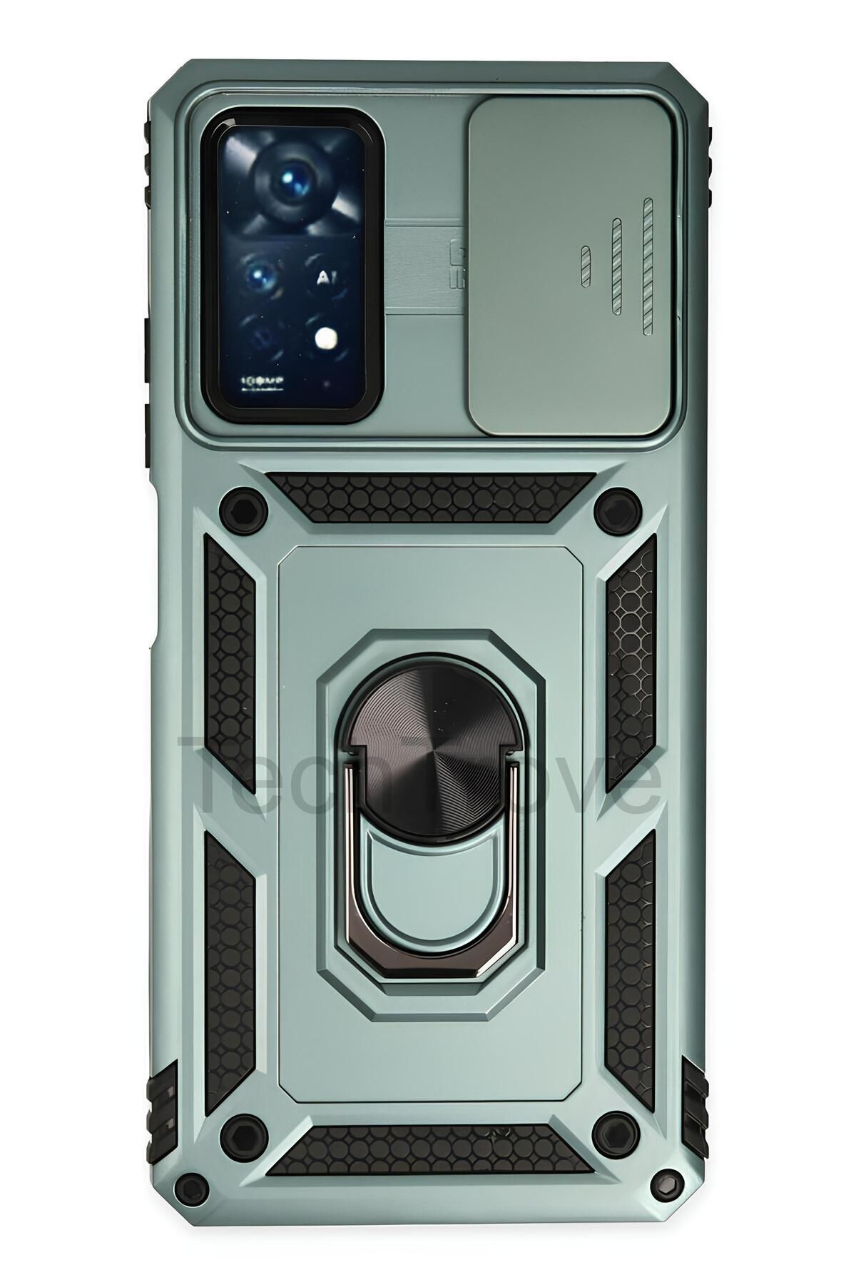 TechTrove Redmi Note 11 Pro Kılıf Sürgülü Kamera Korumalı Yüzüklü Stand Olabilen Magnetic Tpu Tank Kapak