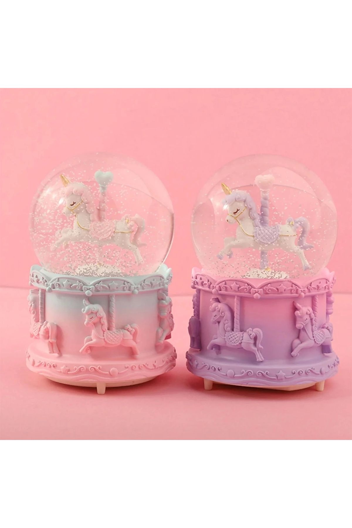 PRATİKOBA Orta Boy Müzikli Unicorn Kar Küresi
